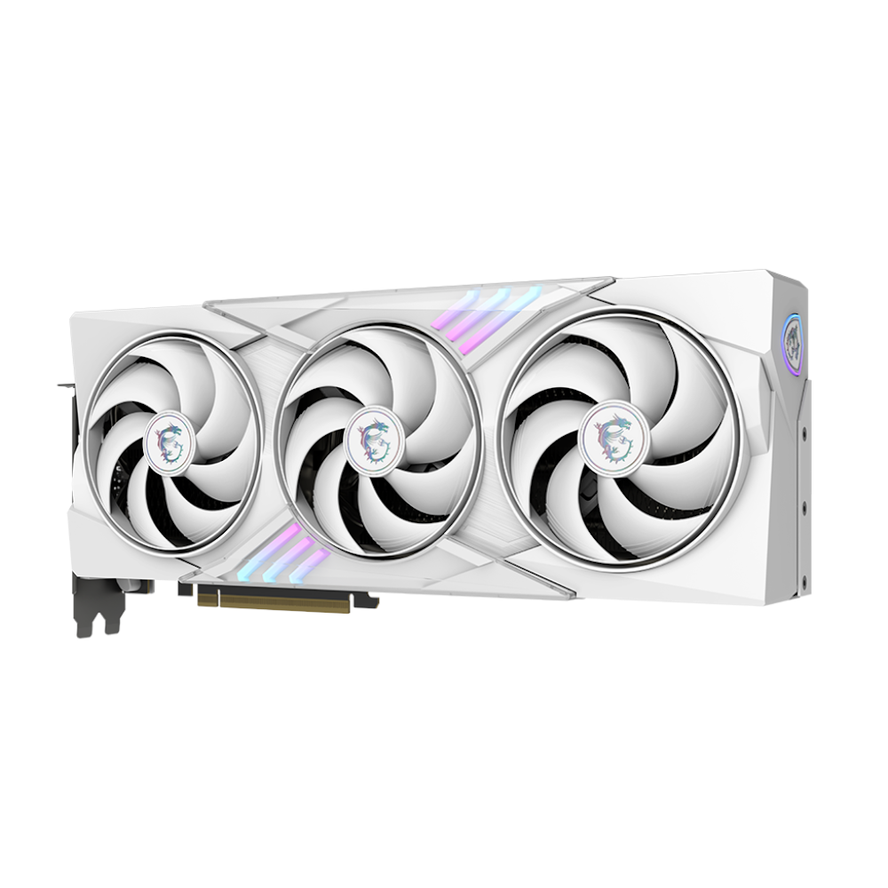 A large main feature product image of MSI GeForce RTX 5070 Gaming Trio OC 12GB GDDR7 - White