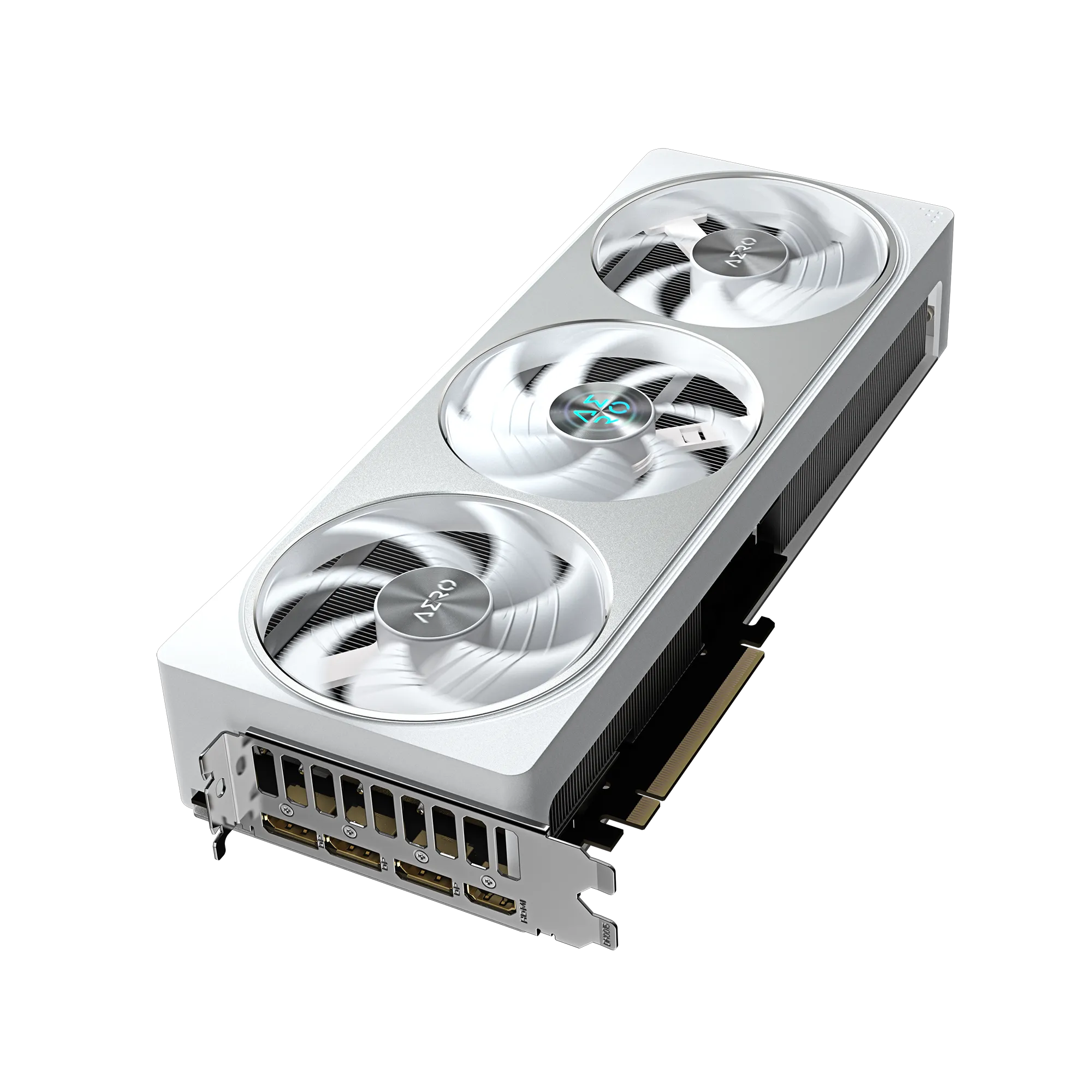 A large main feature product image of Gigabyte GeForce RTX 5070 Aero White OC 12GB GDDR7