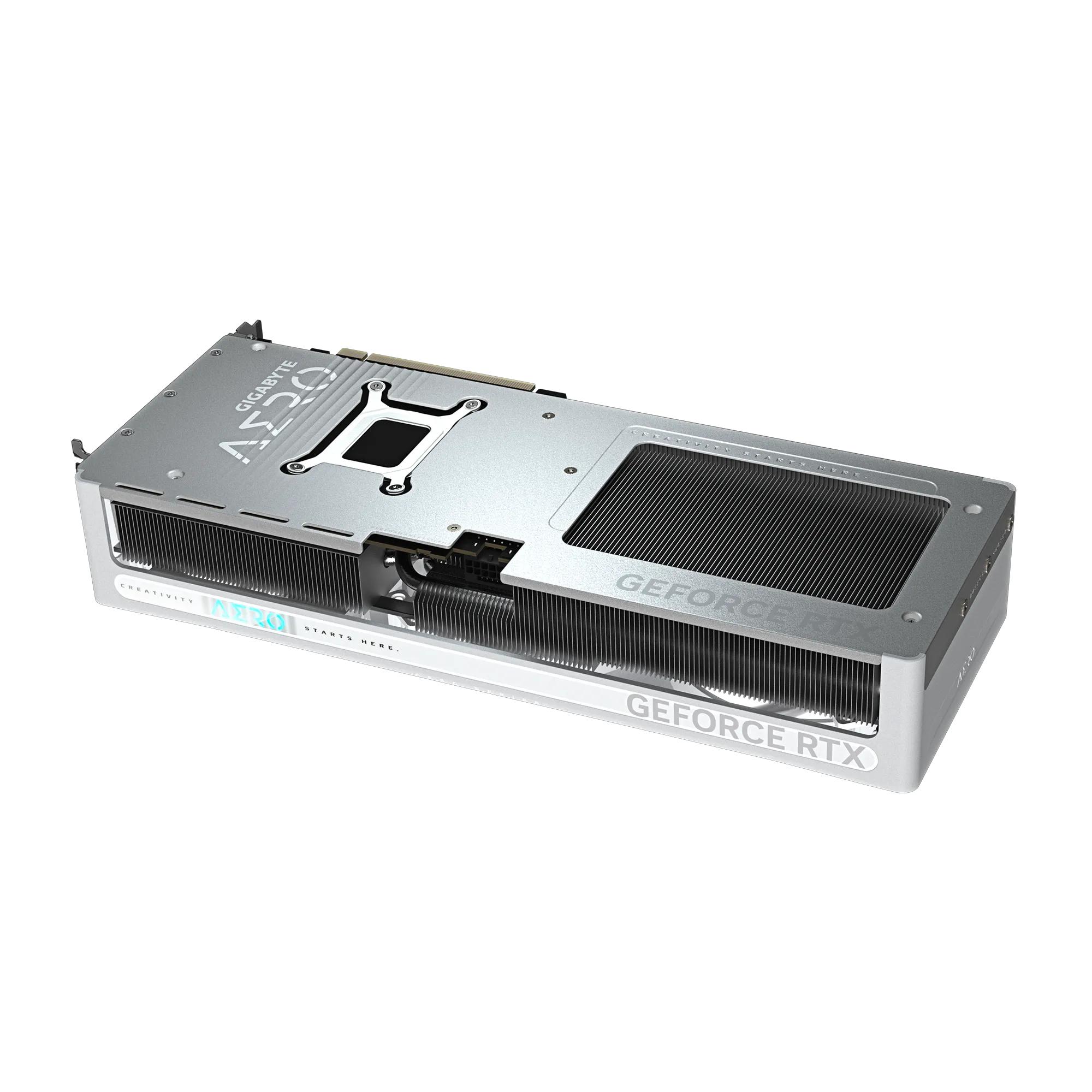 A large main feature product image of Gigabyte GeForce RTX 5070 Aero White OC 12GB GDDR7