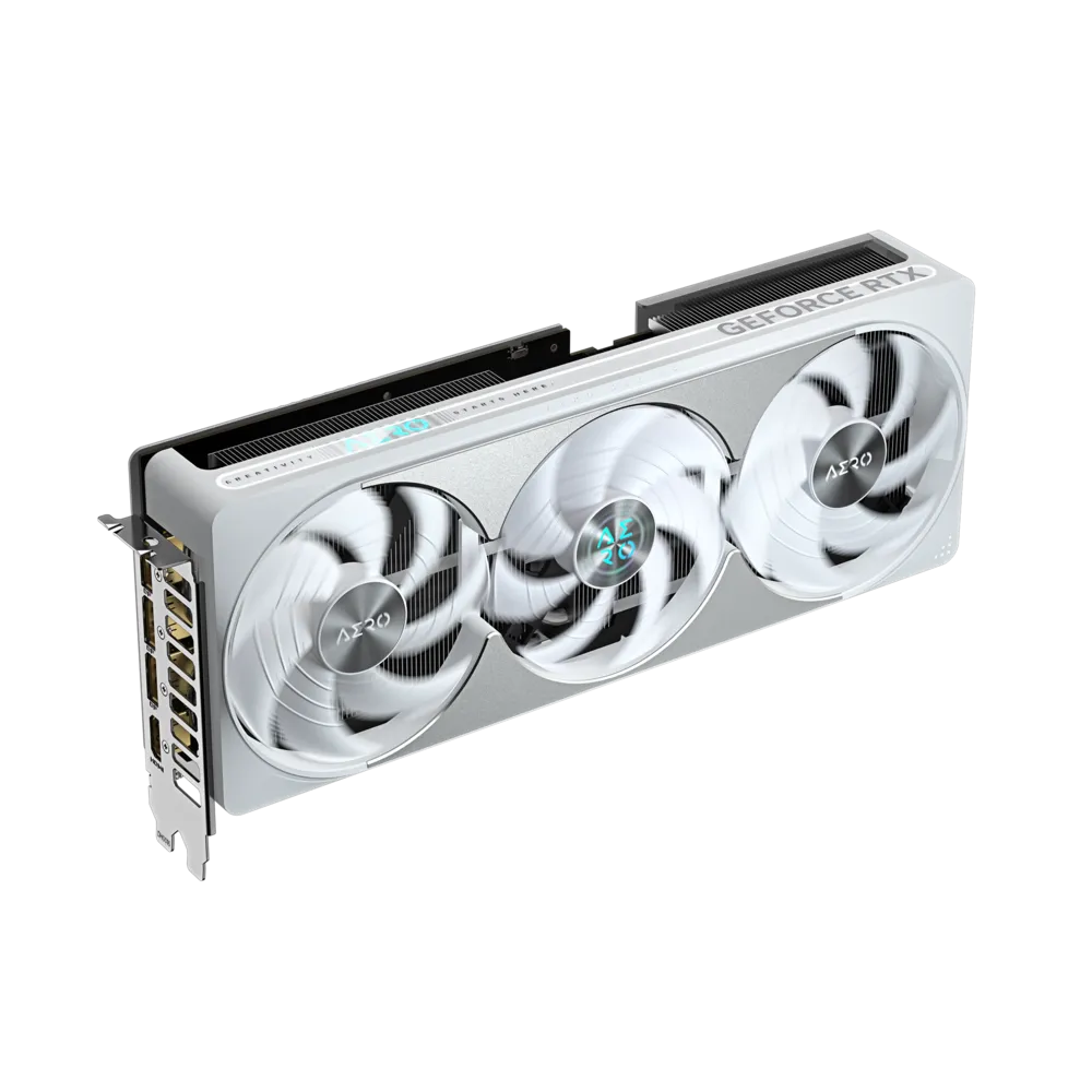 A large main feature product image of Gigabyte GeForce RTX 5080 Aero White OC SFF 16GB GDDR7