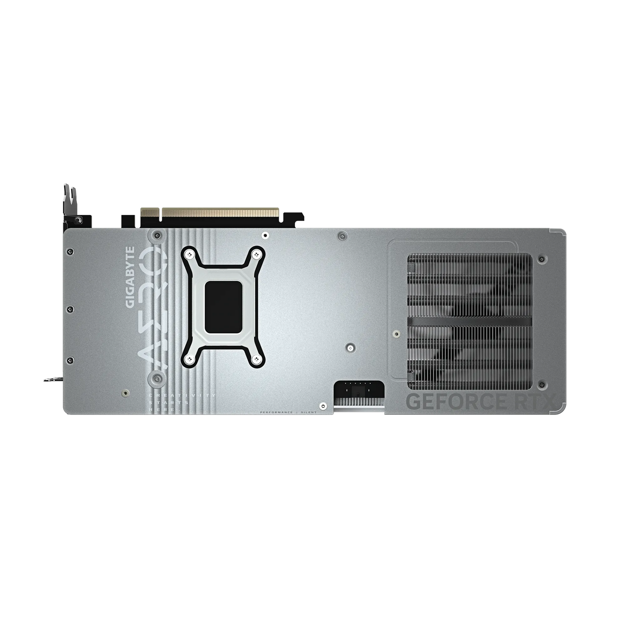 A large main feature product image of Gigabyte GeForce RTX 5080 Aero White OC SFF 16GB GDDR7
