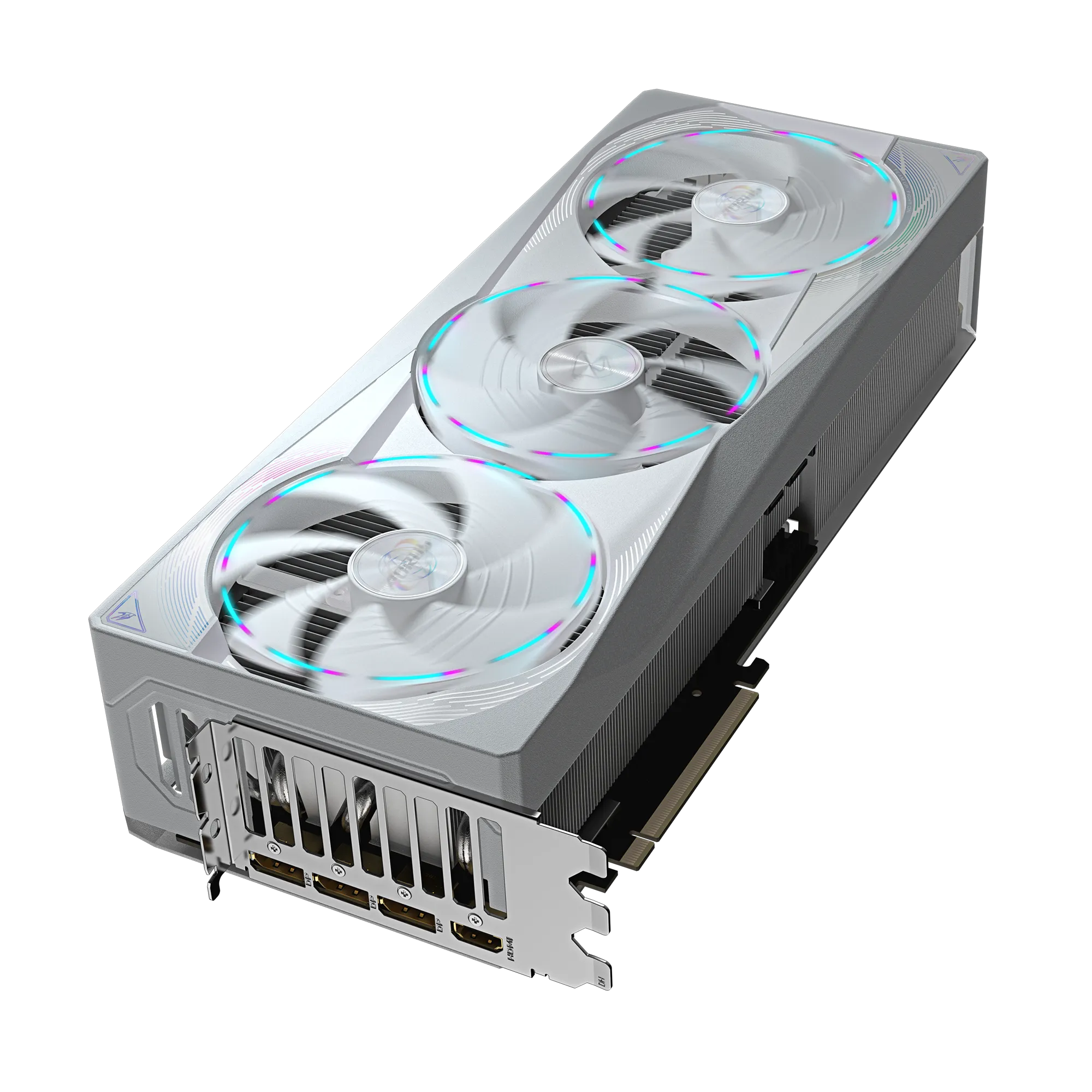 A large main feature product image of Gigabyte GeForce RTX 5080 Aorus Master Ice White 16GB GDDR7