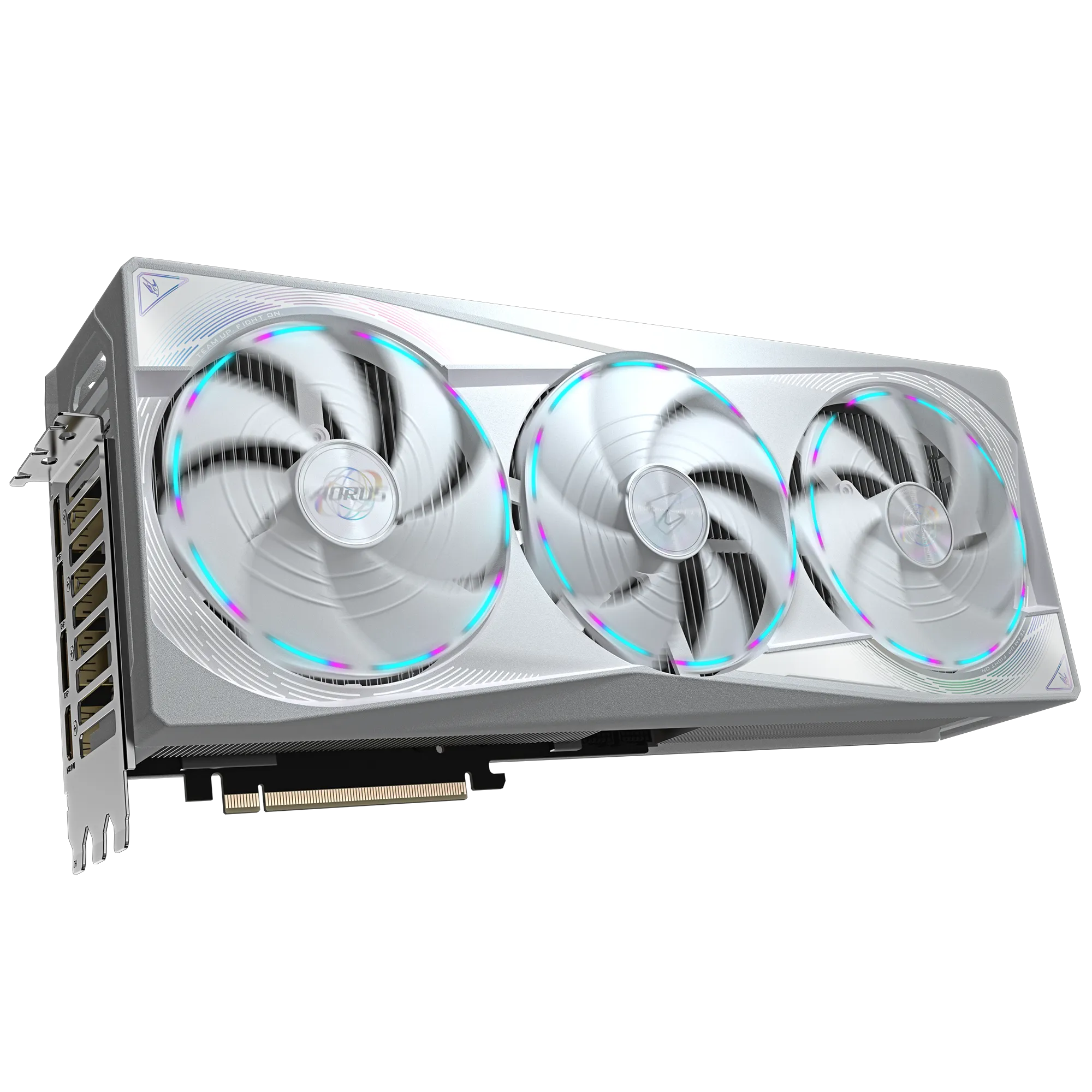 A large main feature product image of Gigabyte GeForce RTX 5080 Aorus Master Ice White 16GB GDDR7