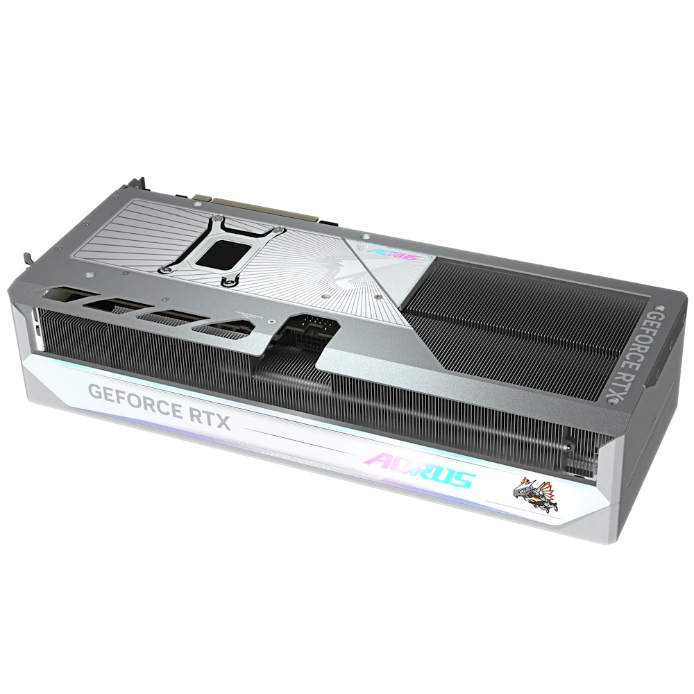 A large main feature product image of Gigabyte GeForce RTX 5080 AORUS MASTER ICE 16GB GDDR7 (White)