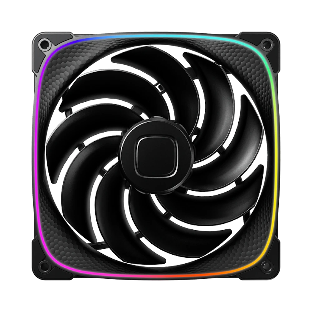 A large main feature product image of Geometric Future Squama 2503 Reverse - 140mm ARGB PWM Fan (Black)