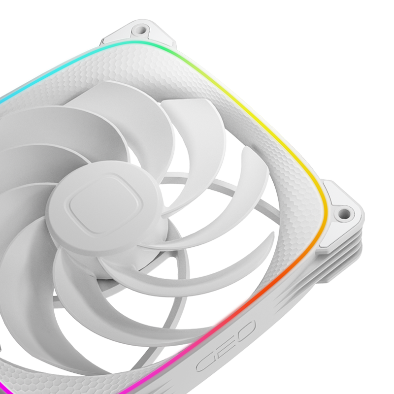 A large main feature product image of Geometric Future Squama 2503R - 140mm ARGB Reverse Blade PWM Fan (White)