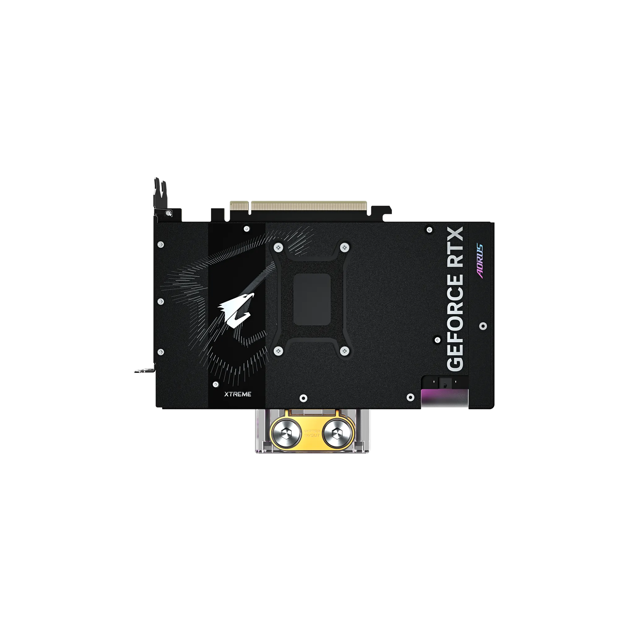 A large main feature product image of Gigabyte GeForce RTX 5080 Aorus Xtreme Waterforce WB 16GB GDDR7
