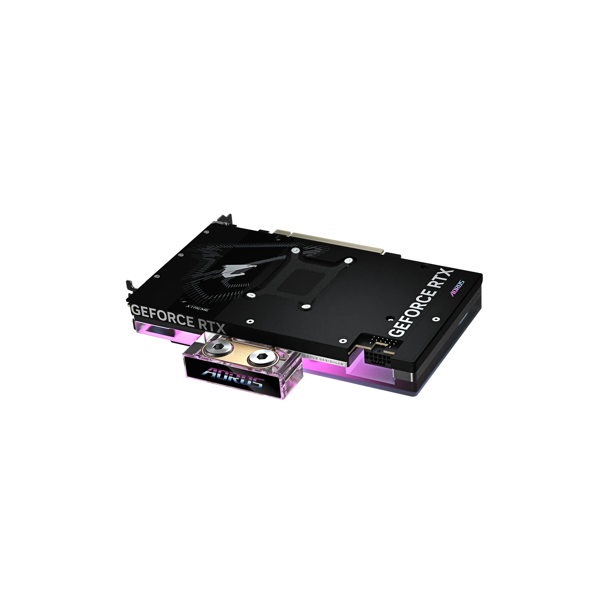 A large main feature product image of Gigabyte GeForce RTX 5080 Aorus Xtreme Waterforce WB 16GB GDDR7