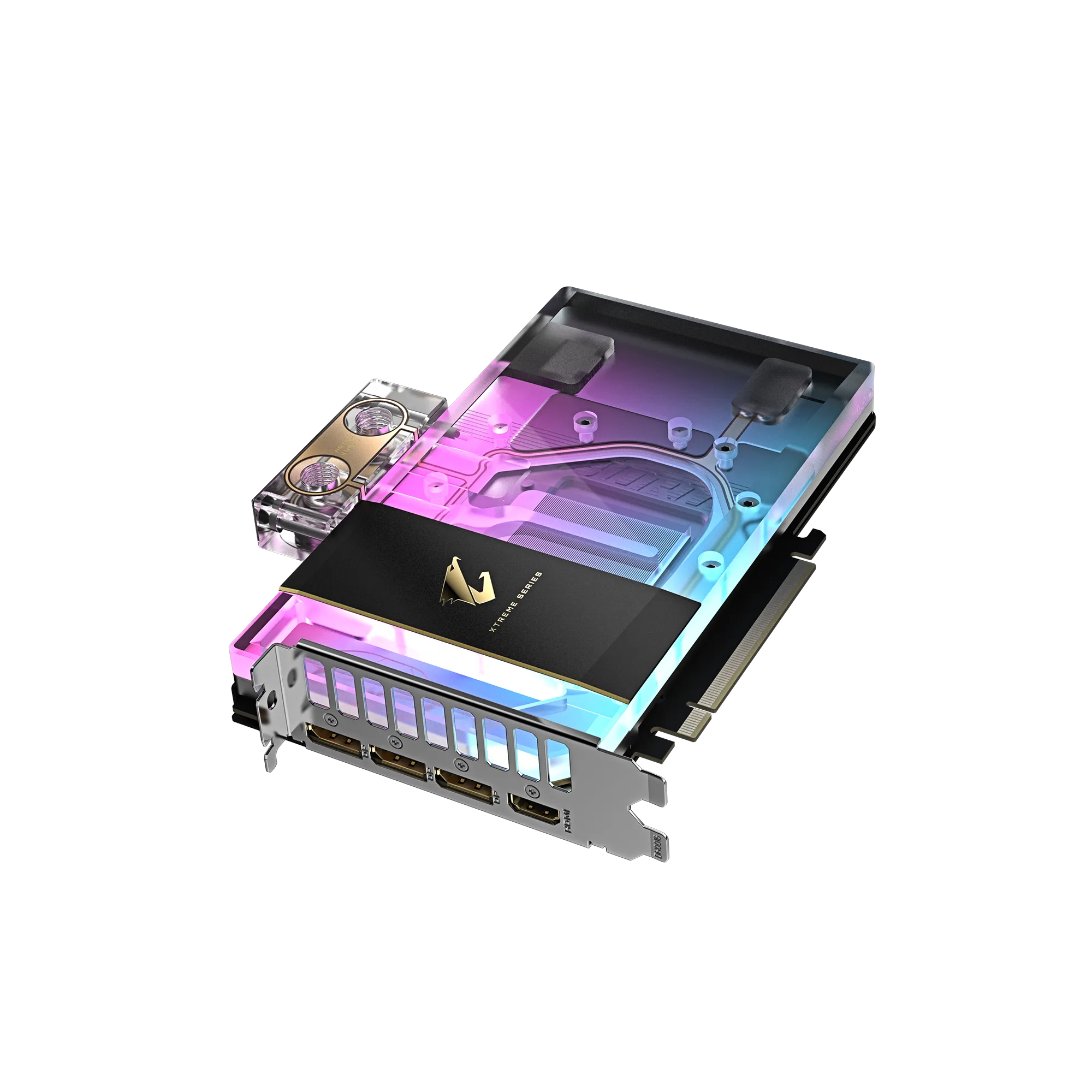 A large main feature product image of Gigabyte GeForce RTX 5080 Aorus Xtreme Waterforce WB 16GB GDDR7