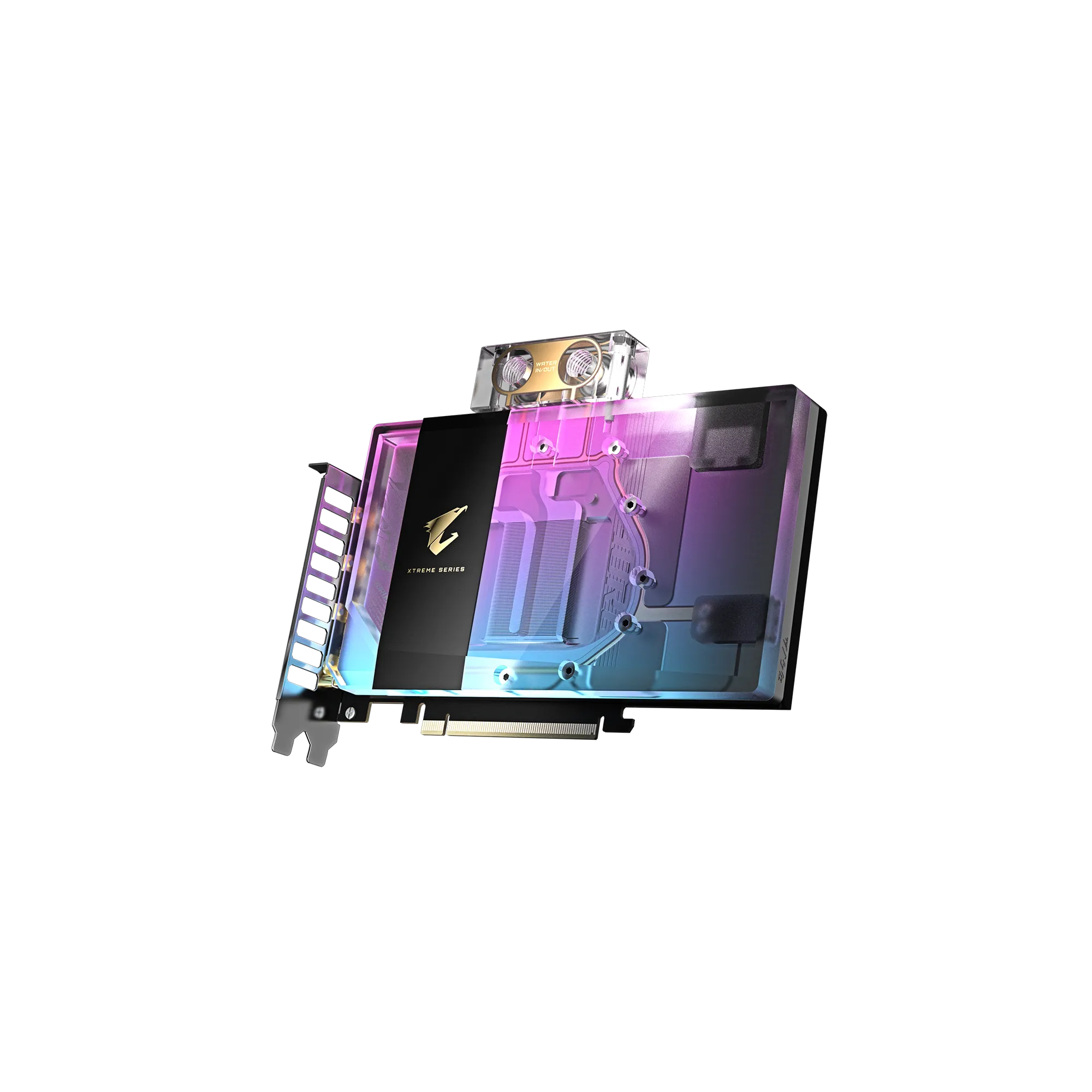 A large main feature product image of Gigabyte GeForce RTX 5080 Aorus Xtreme Waterforce WB 16GB GDDR7