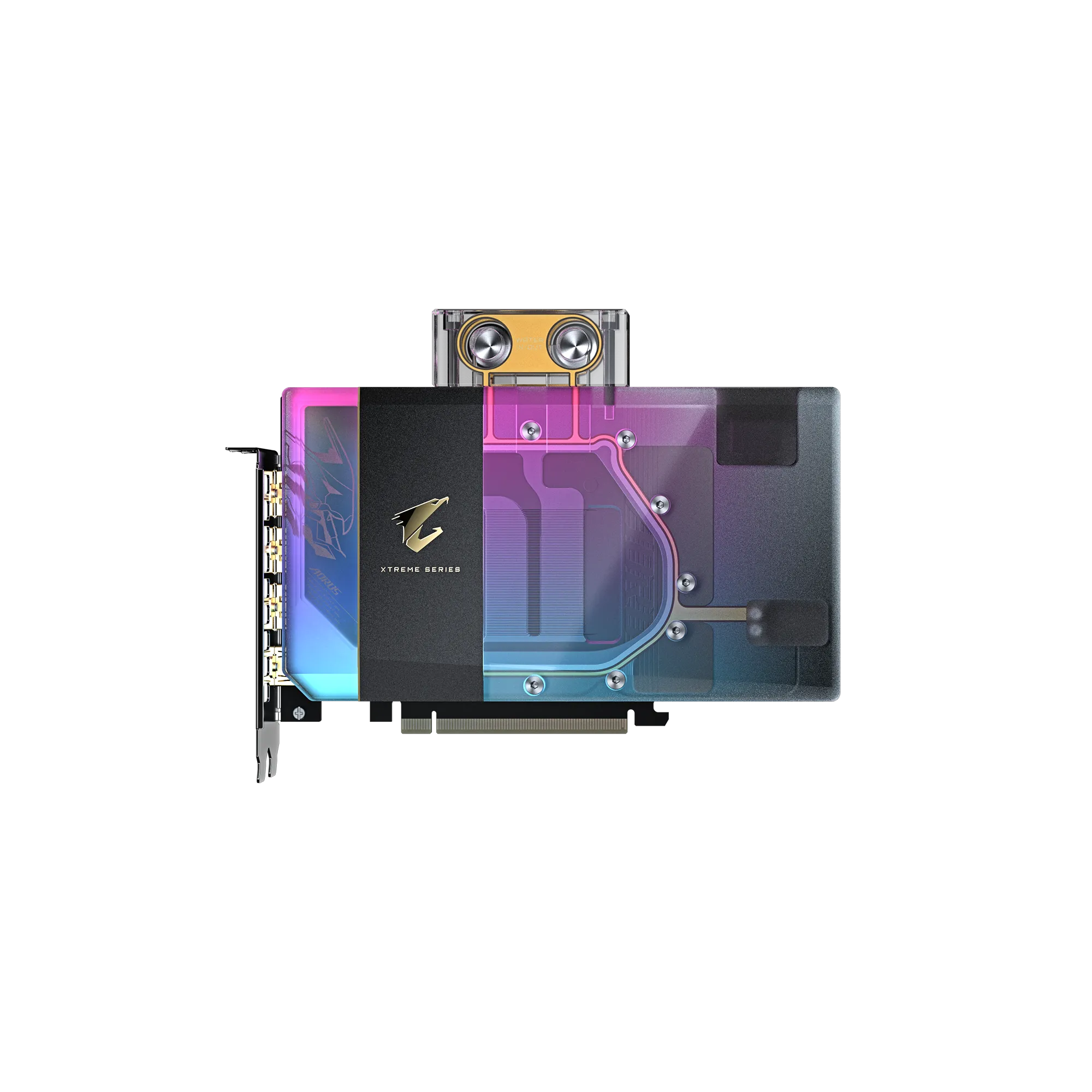 A large main feature product image of Gigabyte GeForce RTX 5080 Aorus Xtreme Waterforce WB 16GB GDDR7