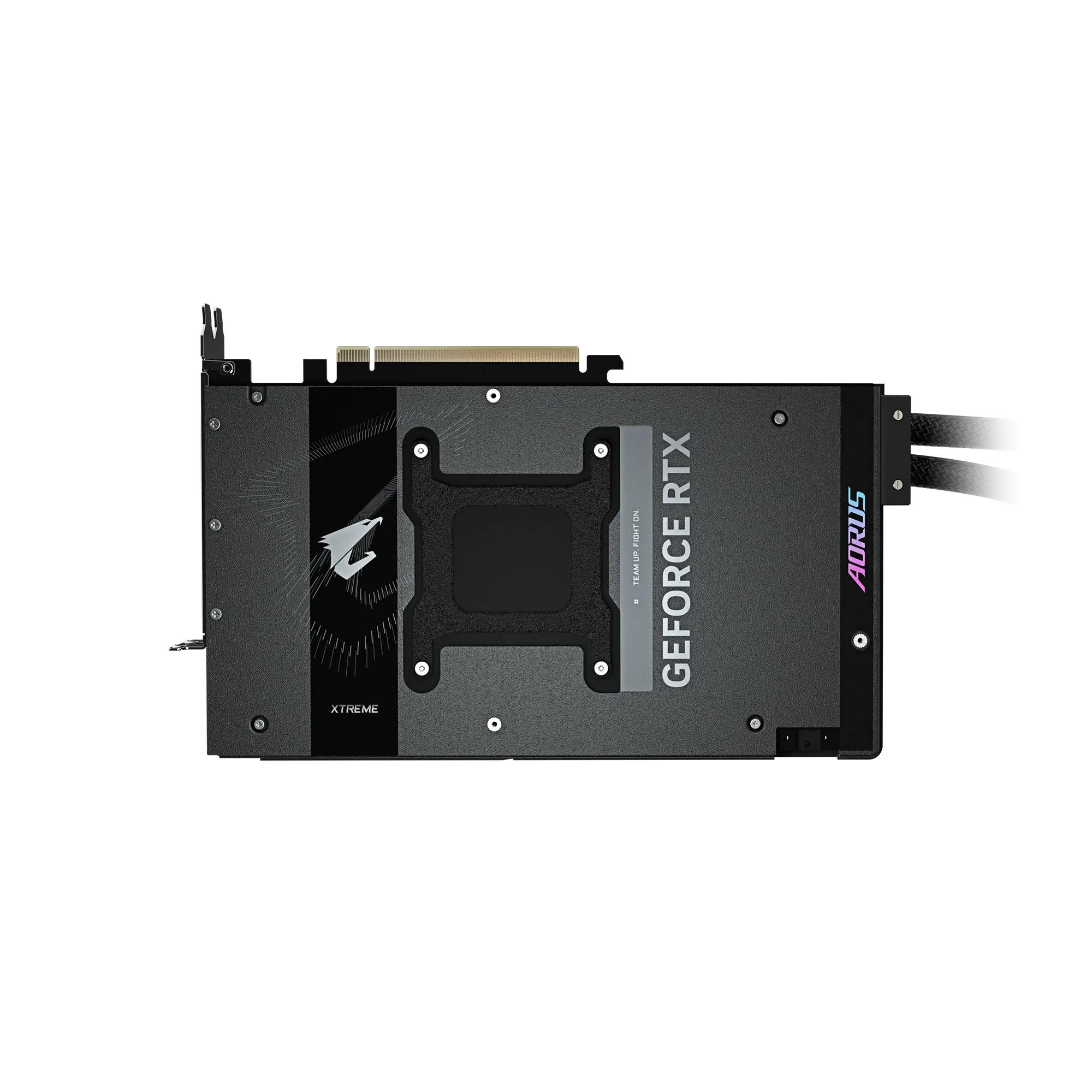 A large main feature product image of Gigabyte GeForce RTX 5090 Aorus Xtreme Waterforce 32GB GDDR7