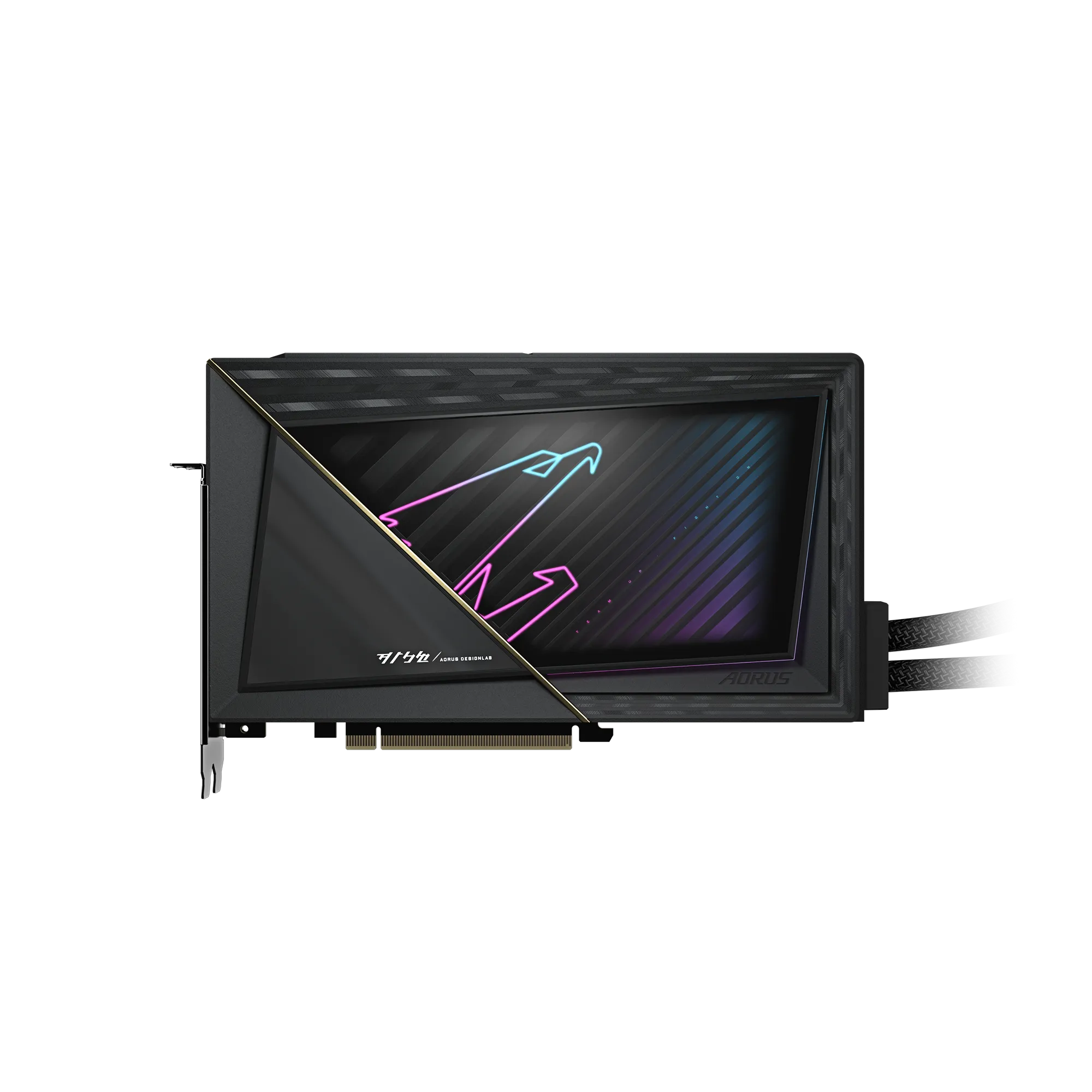 A large main feature product image of Gigabyte GeForce RTX 5090 Aorus Xtreme Waterforce 32GB GDDR7