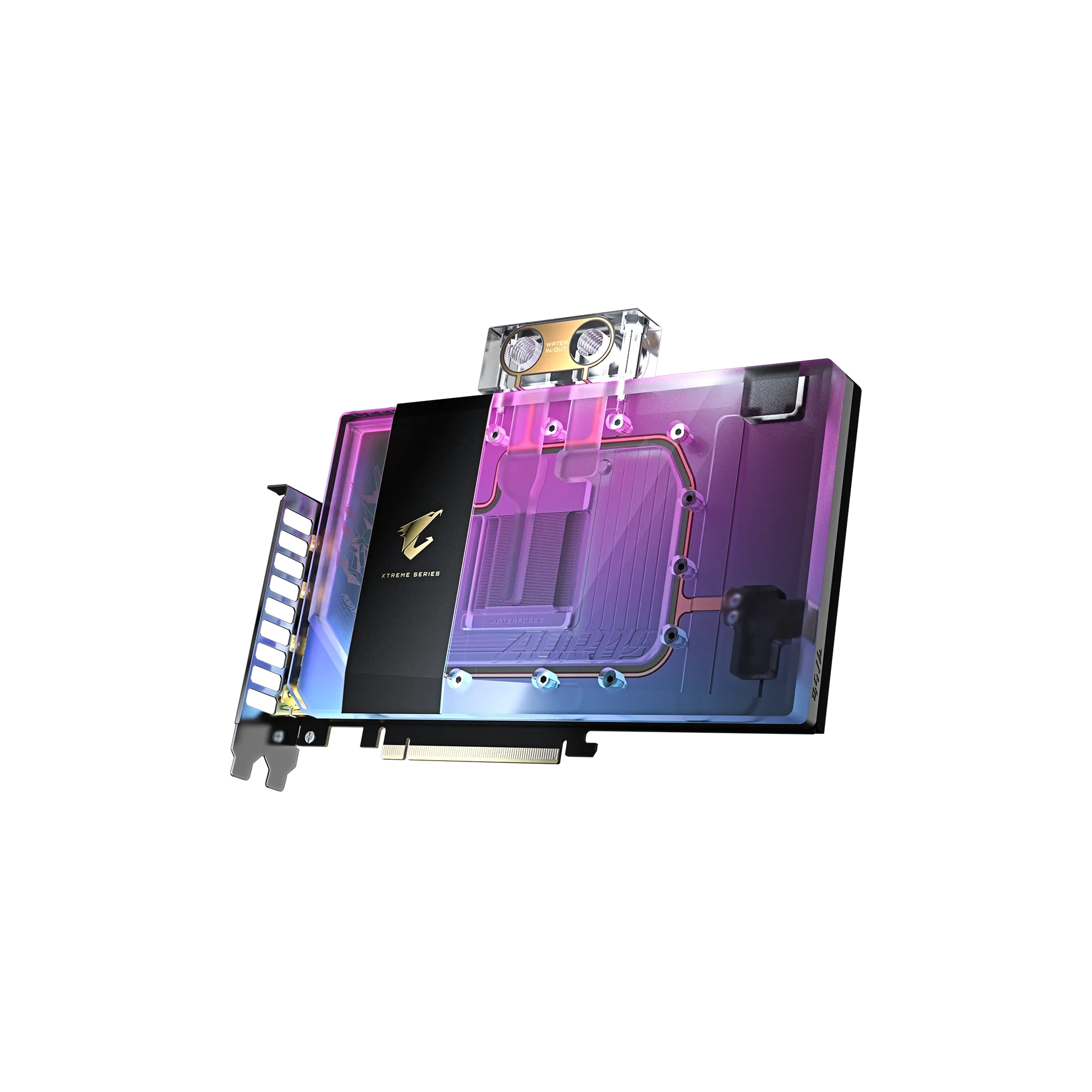 A large main feature product image of Gigabyte GeForce RTX 5090 Aorus Xtreme Waterforce WB 32GB GDDR7