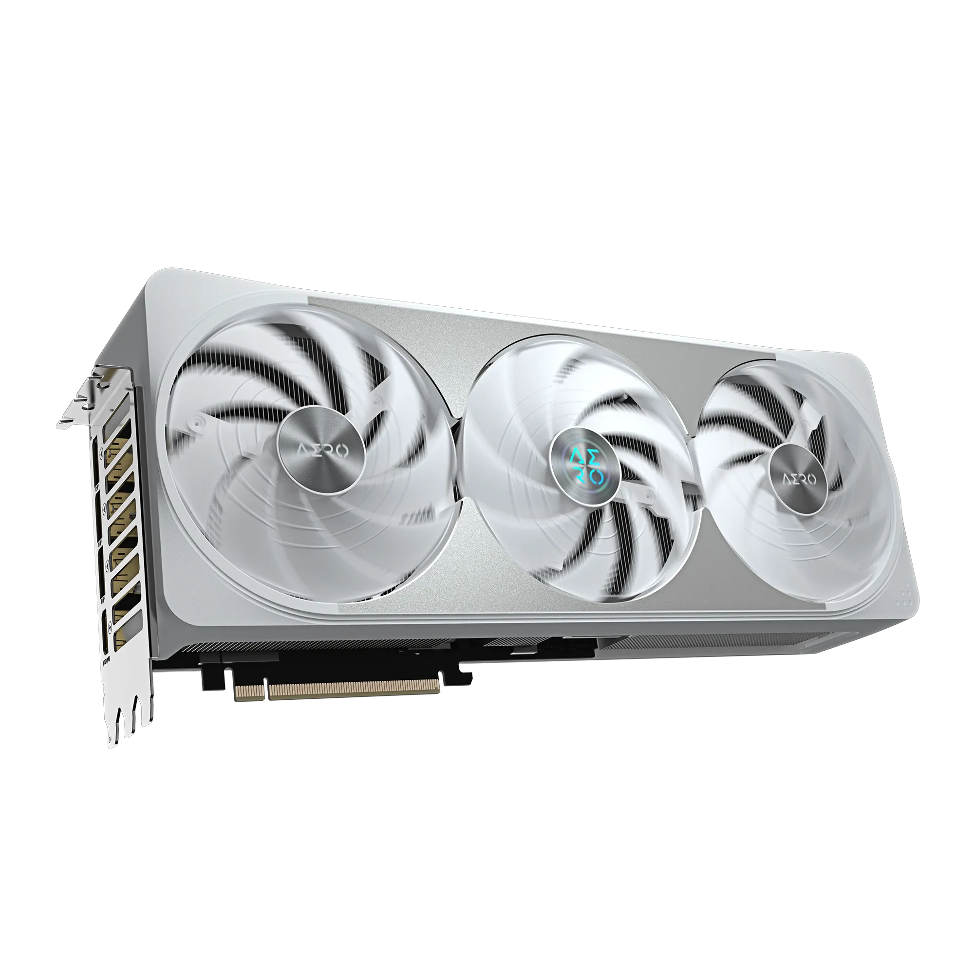 A large main feature product image of Gigabyte GeForce RTX 5070 Ti Aero White OC 16GB GDDR7