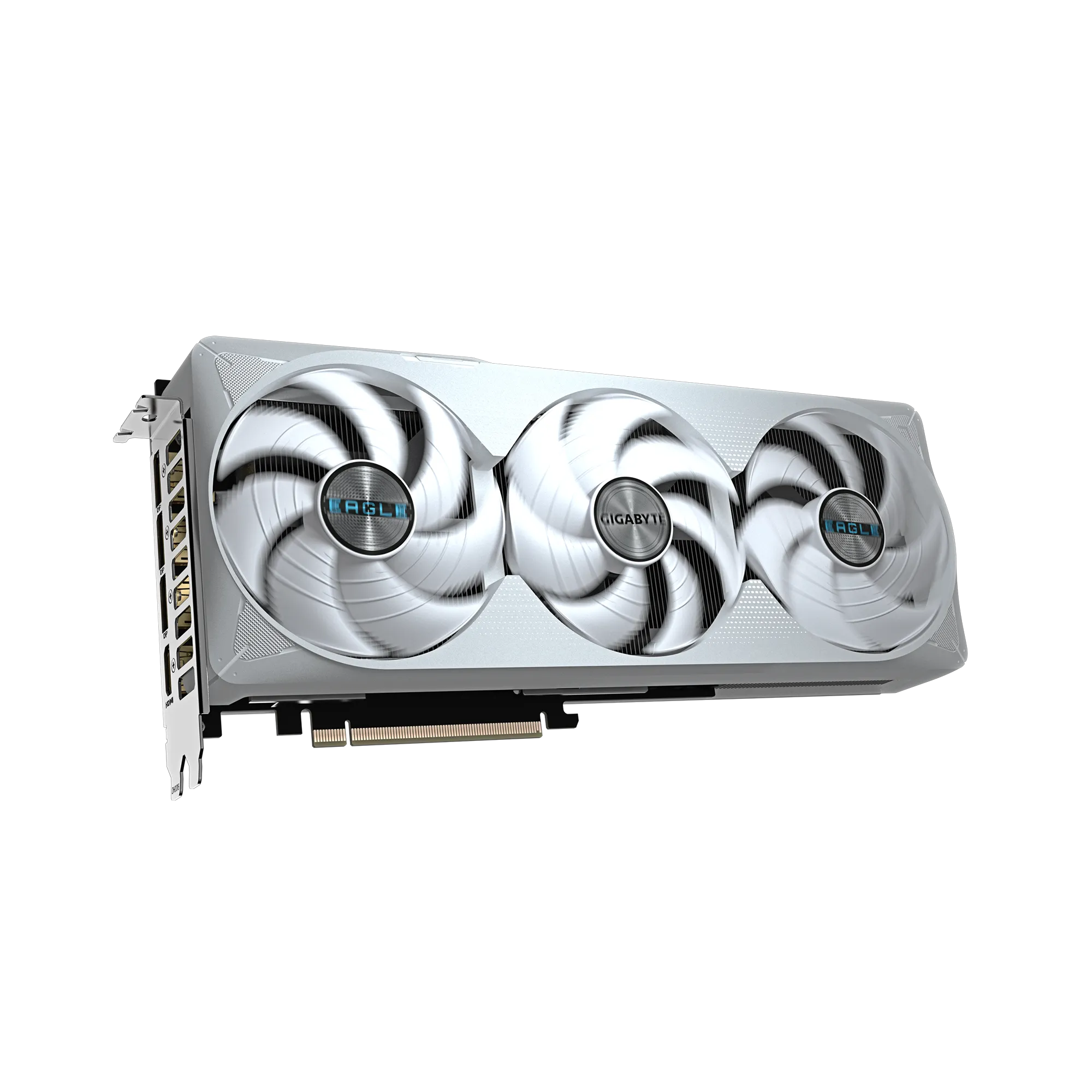 A large main feature product image of Gigabyte GeForce RTX 5070 Ti Eagle OC ICE White SFF 16GB GDDR7