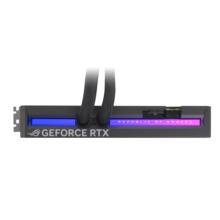 A large main feature product image of ASUS GeForce RTX 5090 ROG Astral LC OC 32GB GDDR7