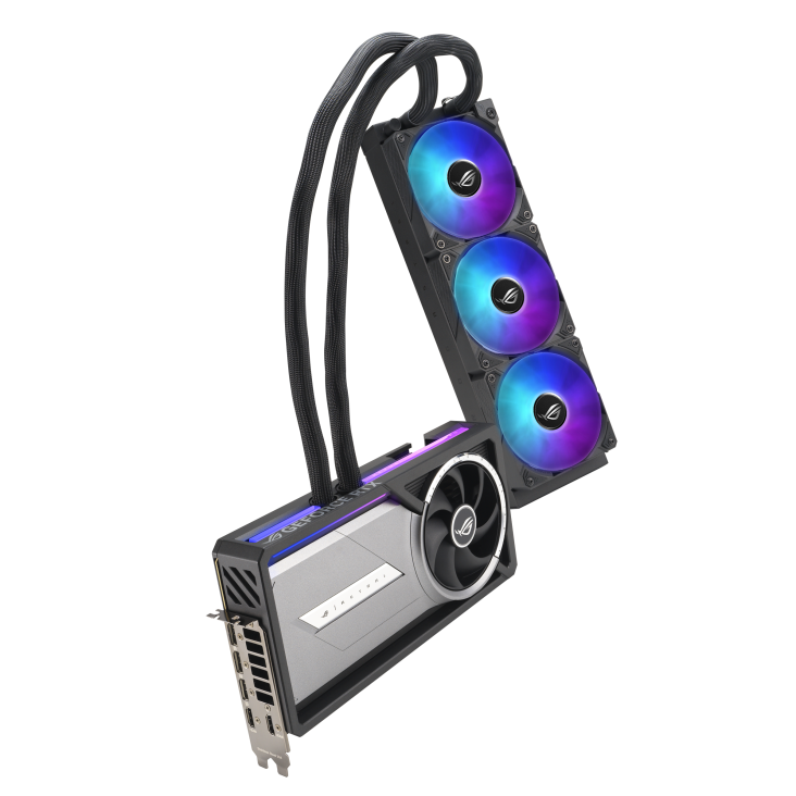 A large main feature product image of ASUS GeForce RTX 5090 ROG Astral LC OC 32GB GDDR7