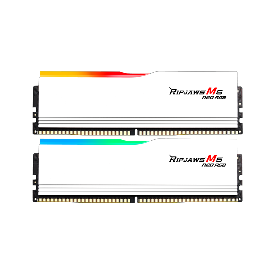 A large main feature product image of G.Skill Ripjaws M5 Neo RGB 32GB Kit (2x16GB) XMP/EXPO DDR5-6000 C28 - White