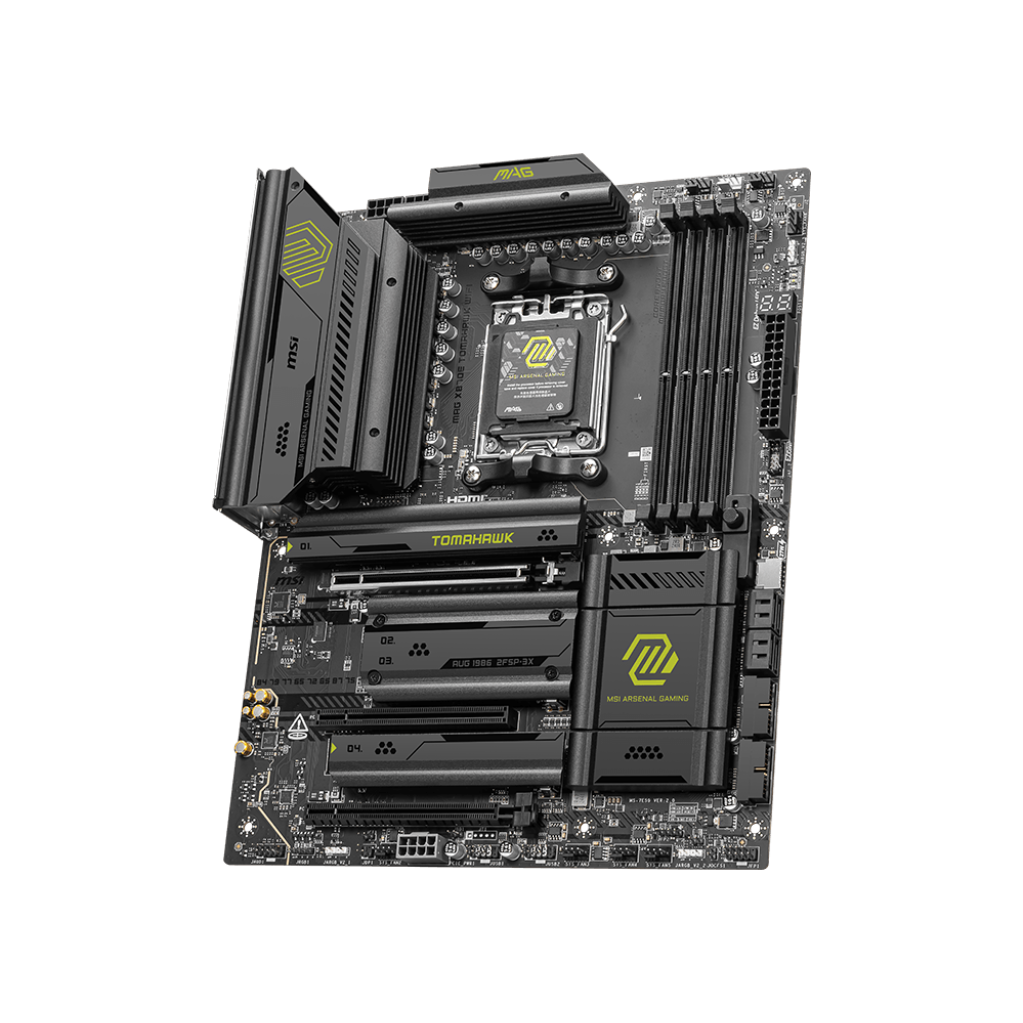 A large main feature product image of MSI MAG X870E Tomahawk WiFi AM5 ATX Desktop Motherboard