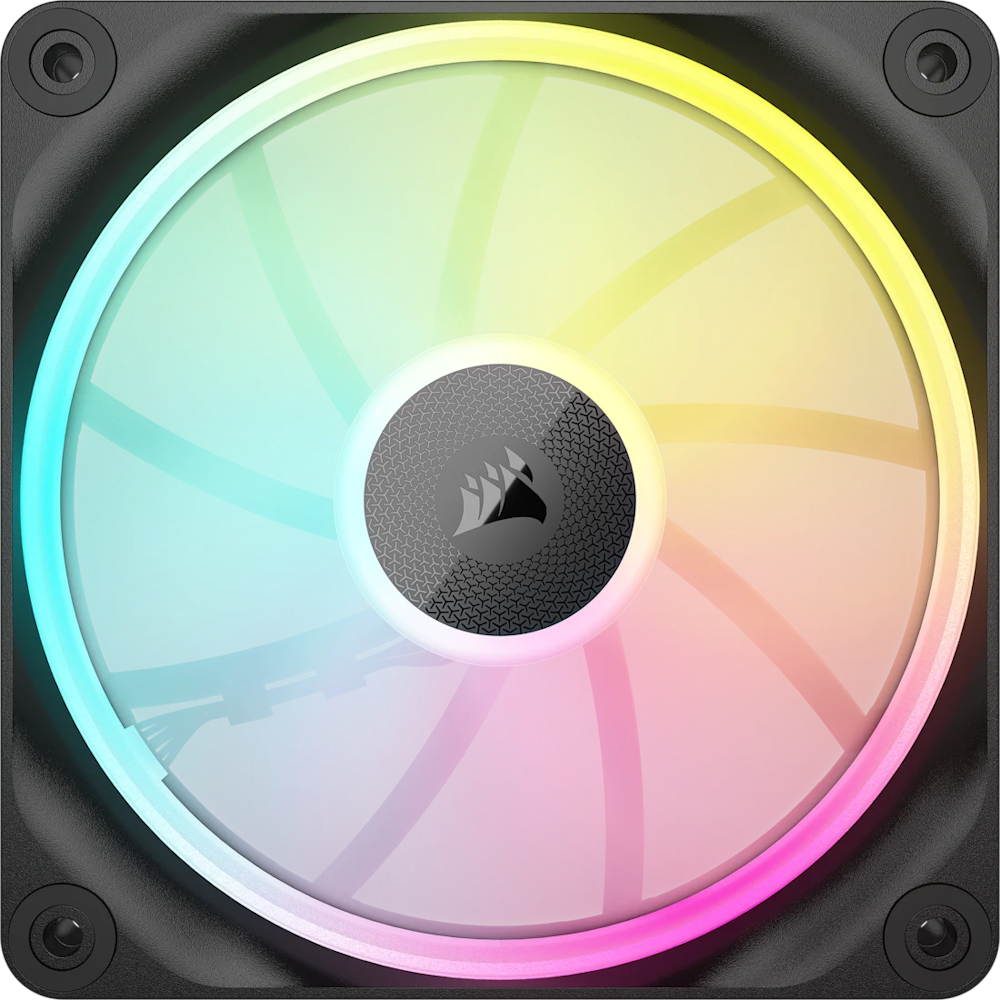 A large main feature product image of Corsair iCUE LINK LX120 RGB - 120mm PWM Modular Fan 3-Pack (Black)