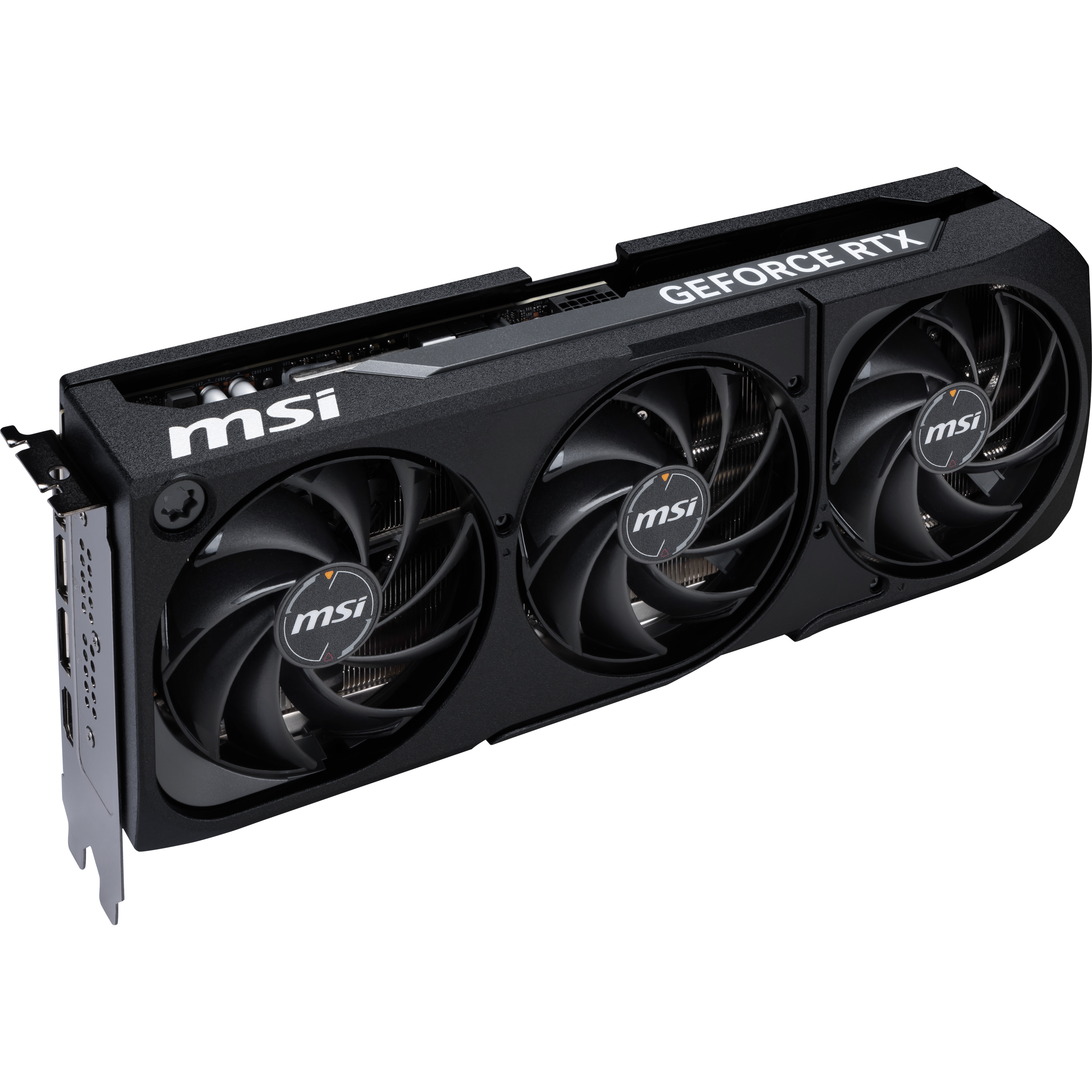 A large main feature product image of MSI GeForce RTX 5080 Shadow 3X OC 16GB GDDR7