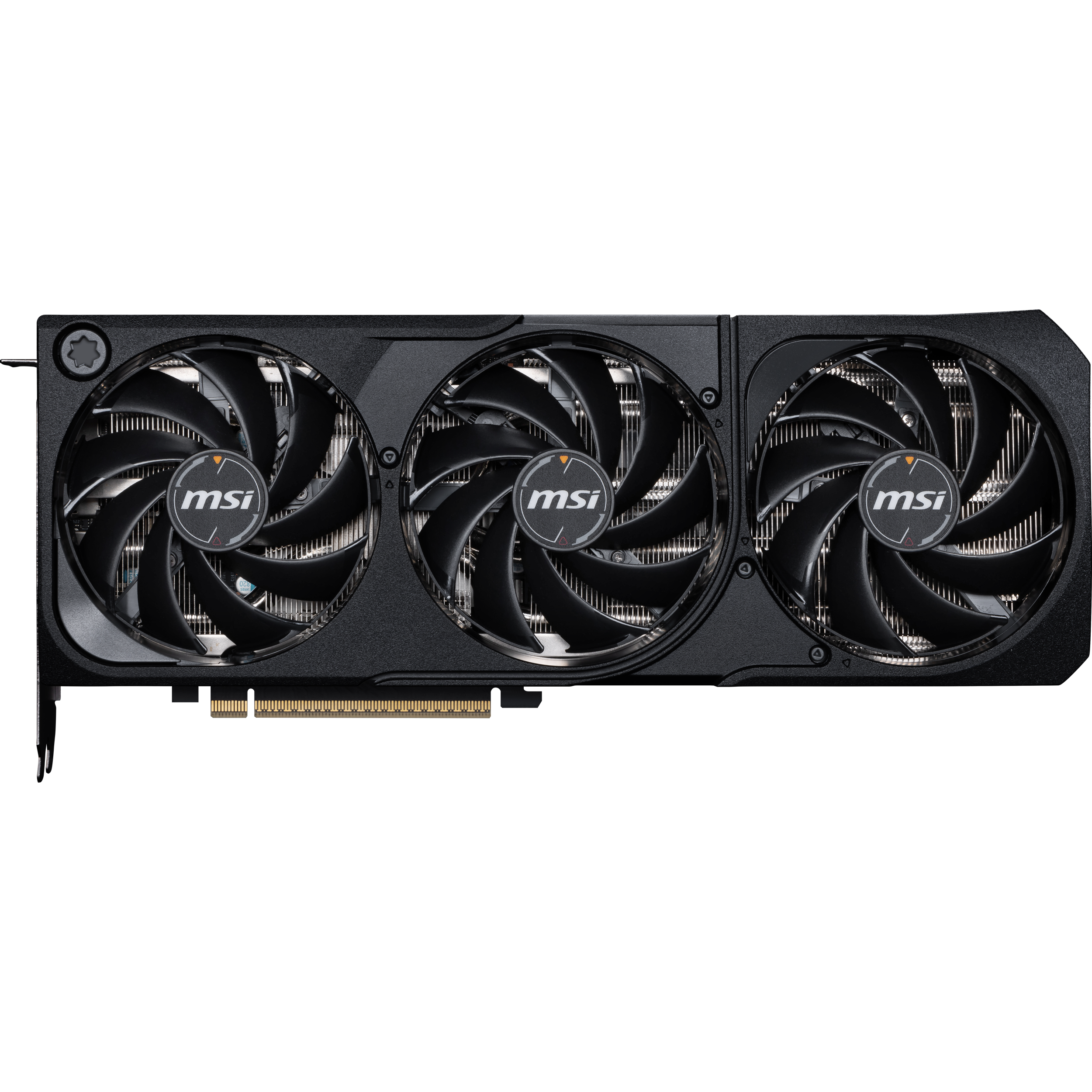 A large main feature product image of MSI GeForce RTX 5080 Shadow 3X OC 16GB GDDR7