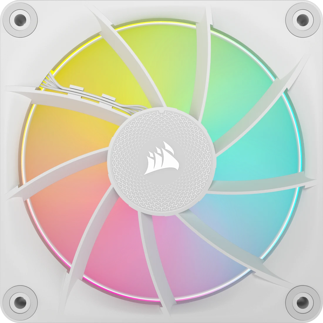 A large main feature product image of Corsair iCUE LINK LX120 RGB - 120mm PWM Modular Fan 3-Pack (White)