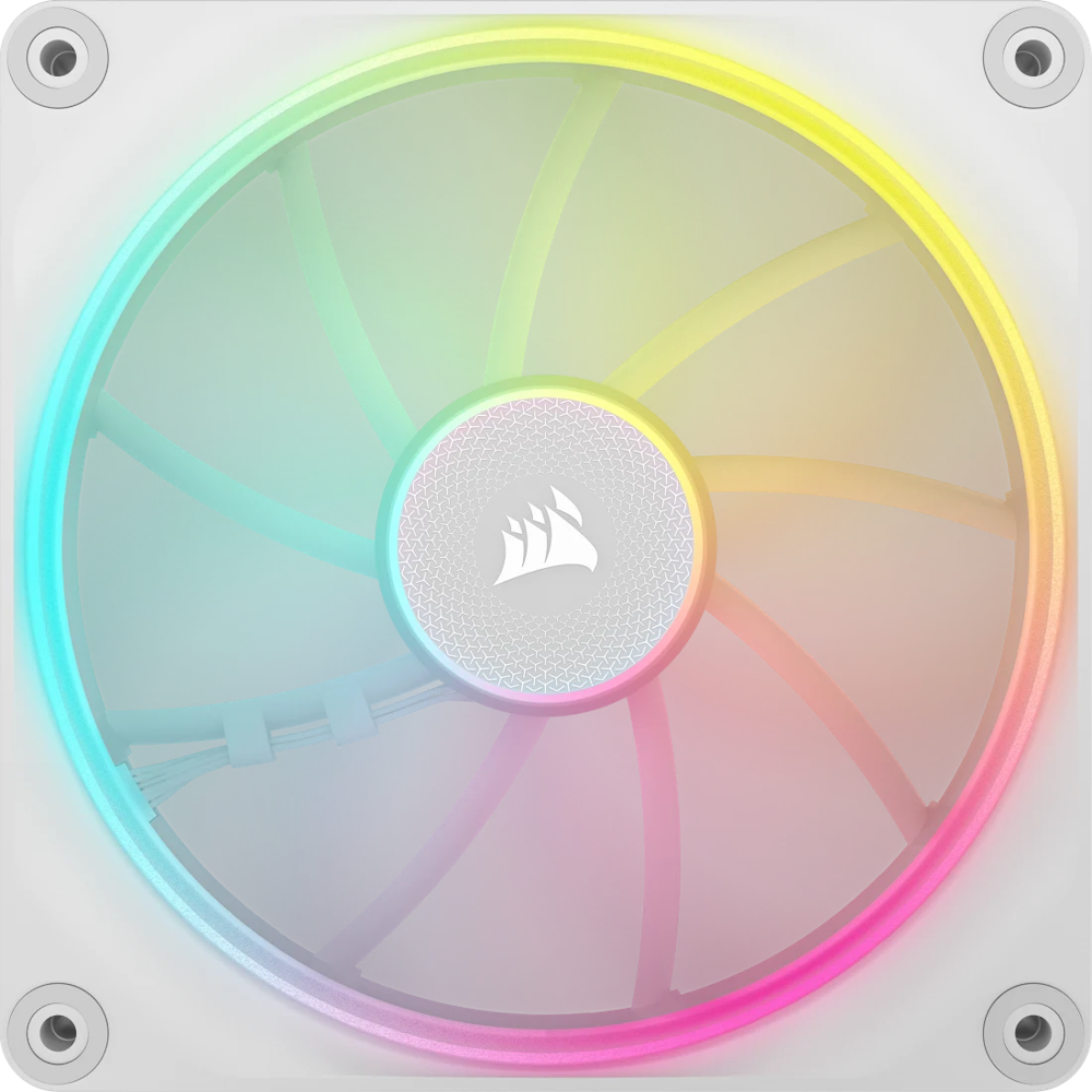 A large main feature product image of Corsair iCUE LINK LX140 RGB - 140mm PWM Modular Fan 2-Pack (White)