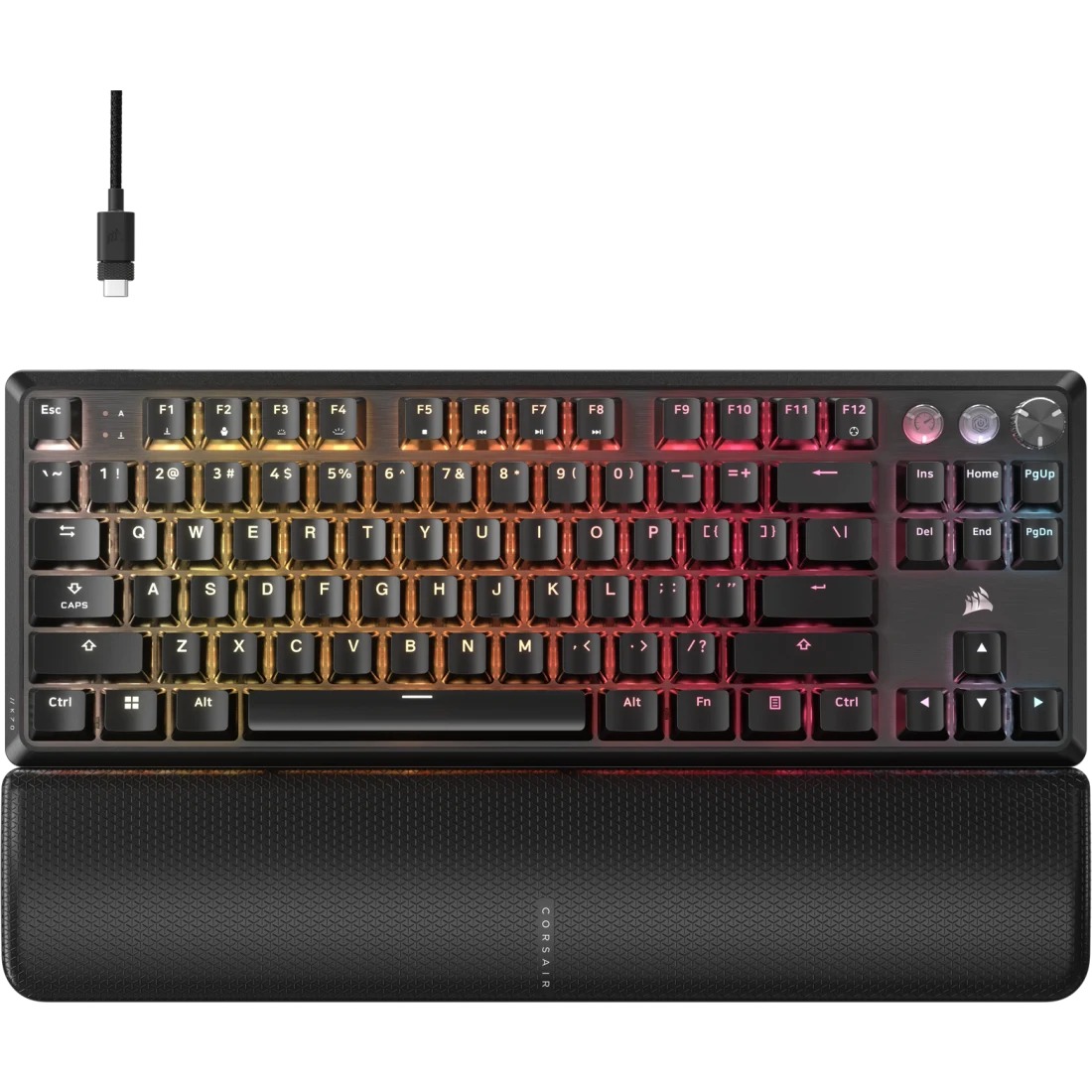 A large main feature product image of Corsair K70 PRO TKL High-Performance Hall Effect Gaming Keyboard - Black (MGX V2 Switch)