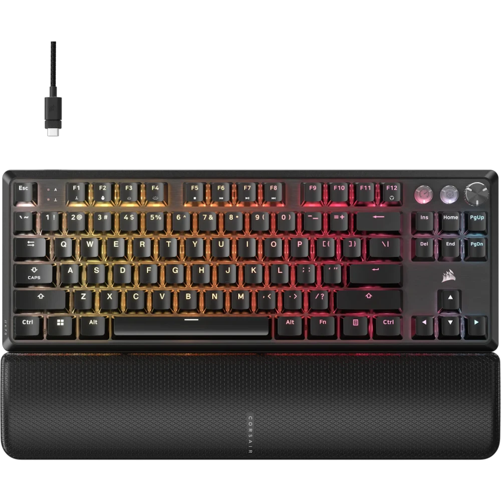 A large main feature product image of Corsair K70 PRO TKL High-Performance Hall Effect Gaming Keyboard - Black (MGX V2 Switch)