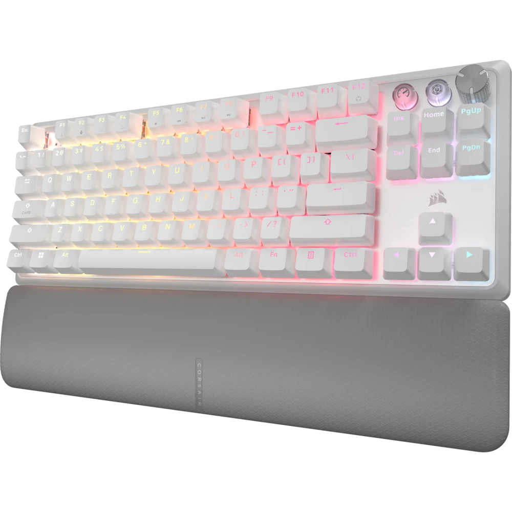 A large main feature product image of Corsair K70 PRO TKL High-Performance Hall Effect Gaming Keyboard - White (MGX V2 Switch)