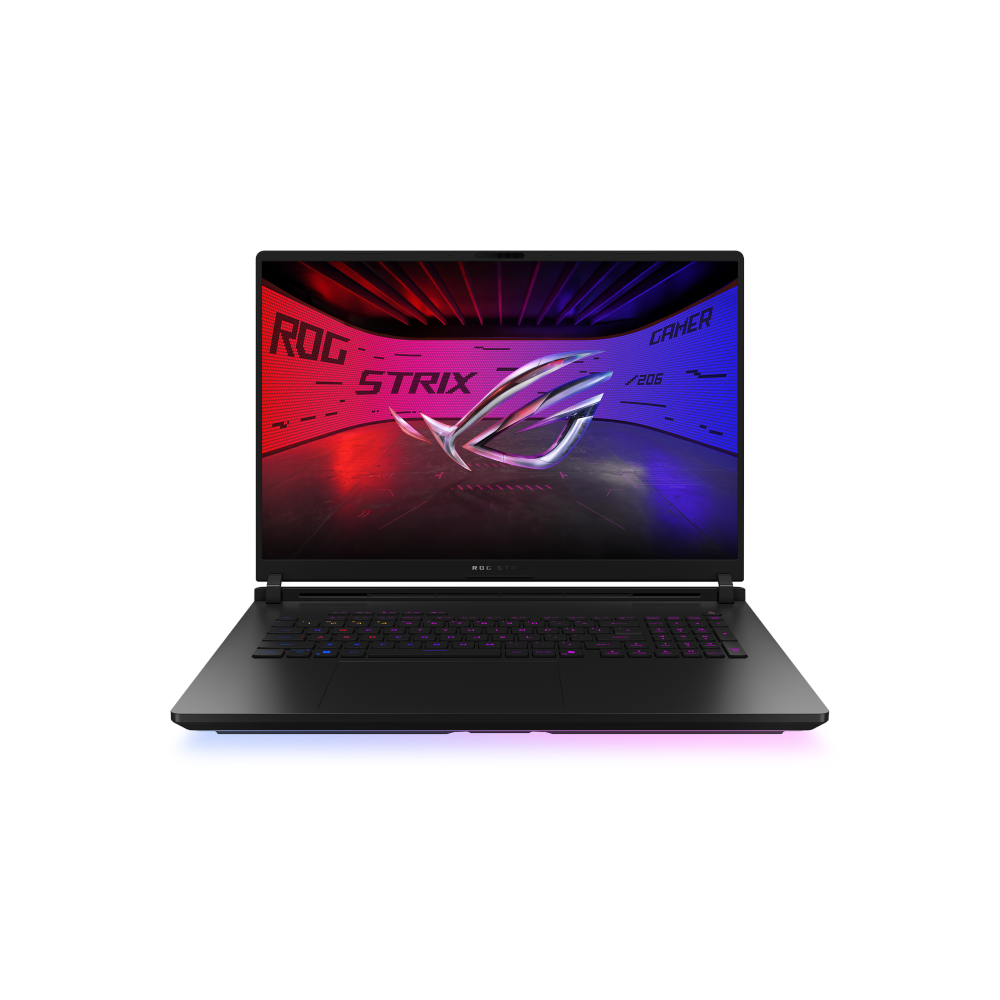 A large main feature product image of ASUS ROG Strix SCAR 18 (G835) - 18" 240Hz, Ultra 9 275HX, RTX 5080, 64GB/1+1TB RAID 0 - Win 11 Gaming Notebook