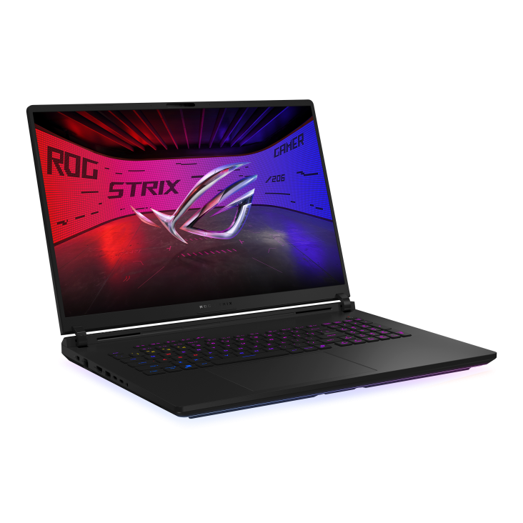 A large main feature product image of ASUS ROG Strix SCAR 18 (G835) - 18" 240Hz, Ultra 9 275HX, RTX 5090, 64GB/2+2TB RAID 0 - Win 11 Gaming Notebook