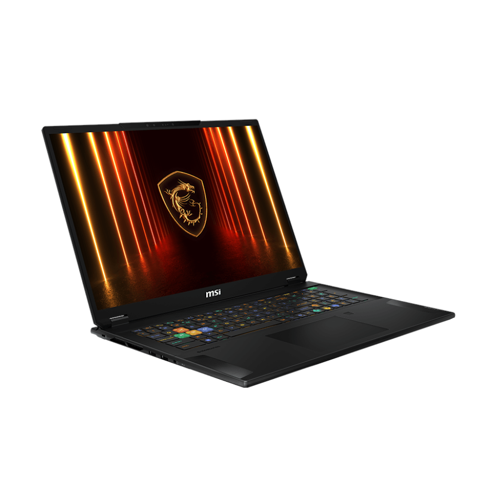 A large main feature product image of MSI Stealth A18 AI+ (A3X) - 18" 4K 120Hz, Ryzen AI 9 HX 370, RTX 5090, 64GB/2TB - Win 11 Pro Gaming Notebook