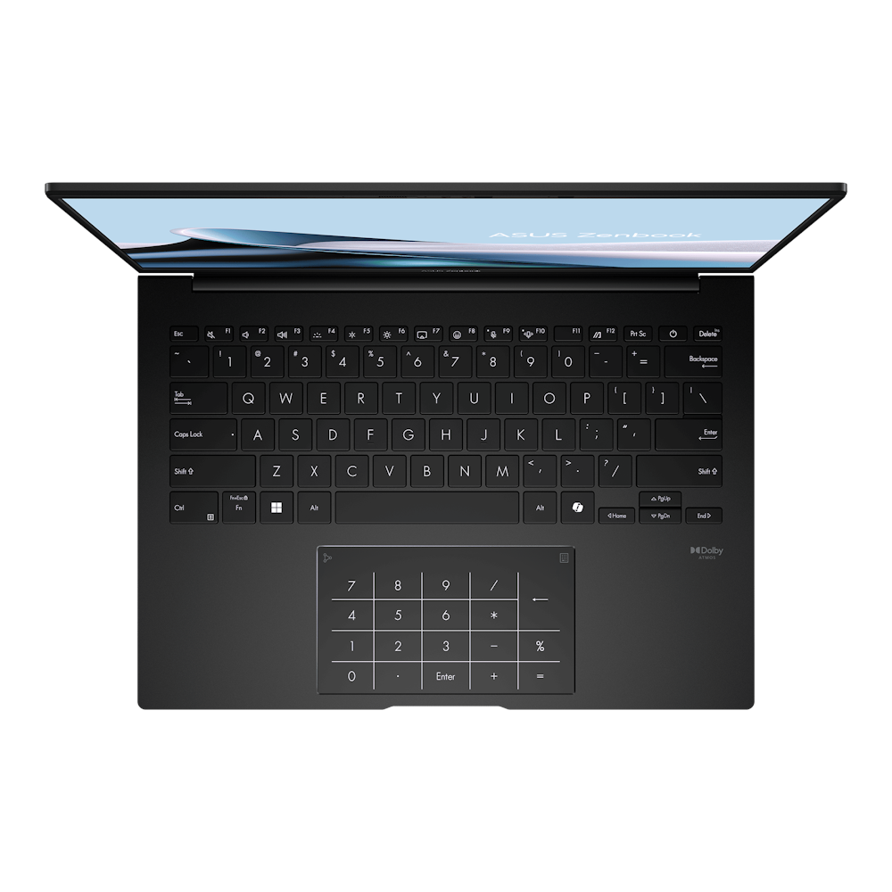 A large main feature product image of ASUS Zenbook 14 (UM3406) - 14" OLED, Ryzen AI 7 350, 32GB/1TB - Win 11 Copilot+ AI Notebook