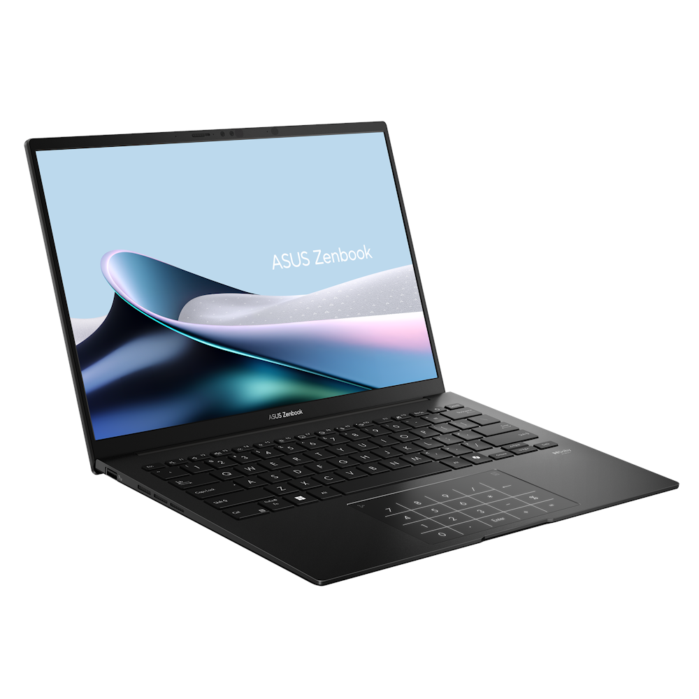A large main feature product image of ASUS Zenbook 14 (UM3406) - 14" OLED, Ryzen AI 7 350, 32GB/1TB - Win 11 Copilot+ AI Notebook