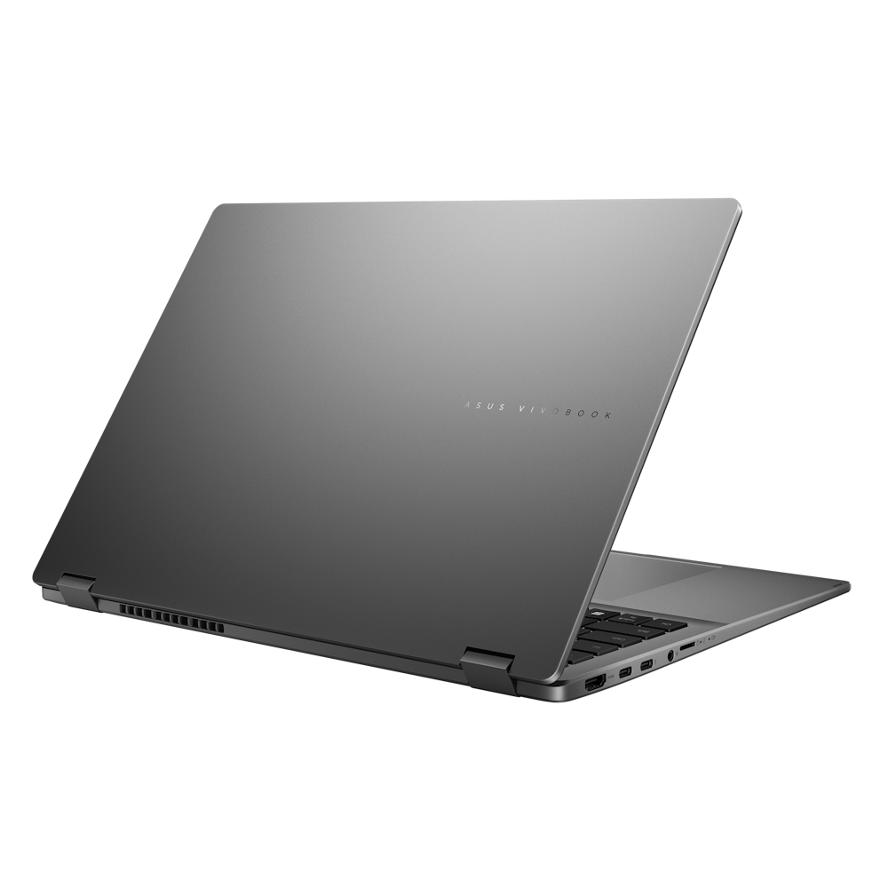 A large main feature product image of ASUS Vivobook 16 Flip OLED (TP3607) - 16" Core Ultra 7 258V, 32GB/1TB - Win 11 Pro Copilot+ AI Notebook