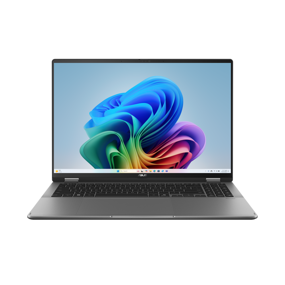 A large main feature product image of ASUS Vivobook 16 Flip OLED (TP3607) - 16" Core Ultra 7 258V, 32GB/1TB - Win 11 Pro Copilot+ AI Notebook