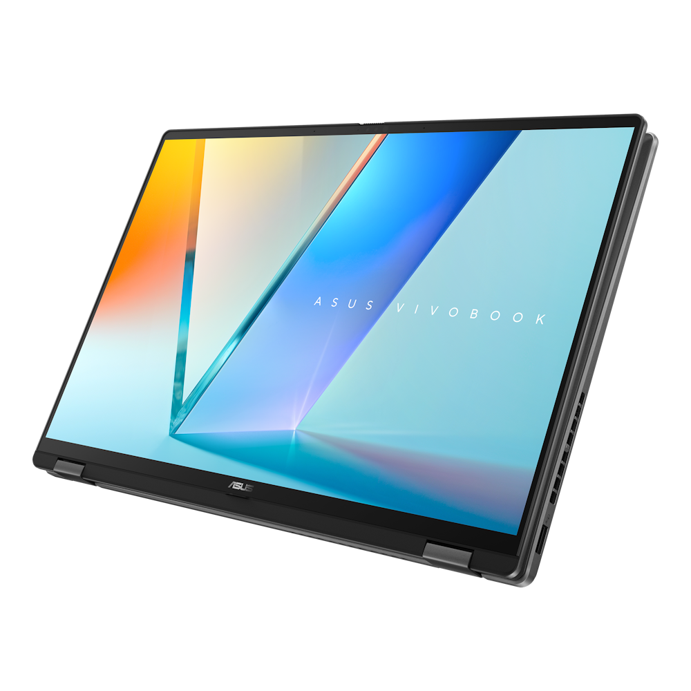 A large main feature product image of ASUS Vivobook 16 Flip OLED (TP3607) - 16" Core Ultra 7 258V, 32GB/1TB - Win 11 Pro Copilot+ AI Notebook