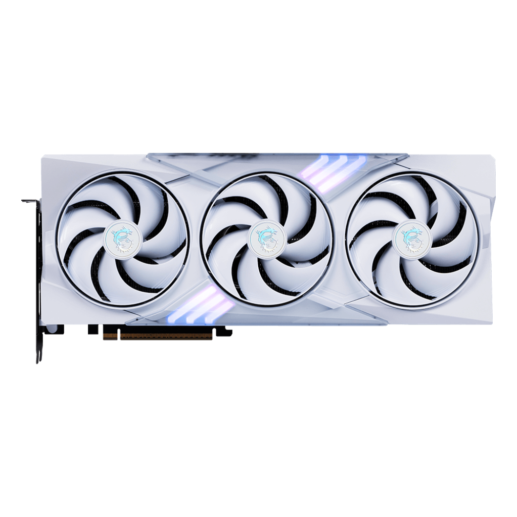 A large main feature product image of MSI GeForce RTX 5070 Gaming Trio OC 12GB GDDR7 - White