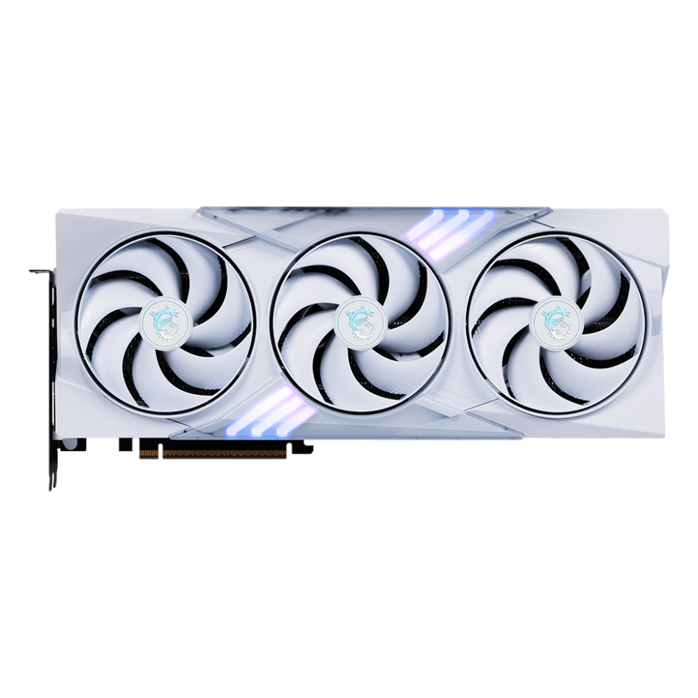A large main feature product image of MSI GeForce RTX 5070 Gaming Trio OC 12GB GDDR7 - White
