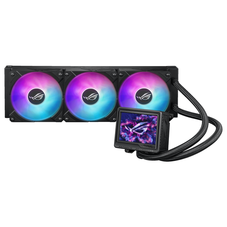 A large main feature product image of ASUS ROG Ryujin III 360 ARGB Extreme 360mm AIO Liquid  CPU Cooler - Black
