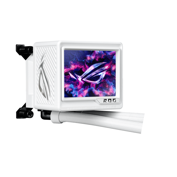 A large main feature product image of ASUS ROG Ryujin III 360 ARGB Extreme 360mm AIO Liquid CPU Cooler - White