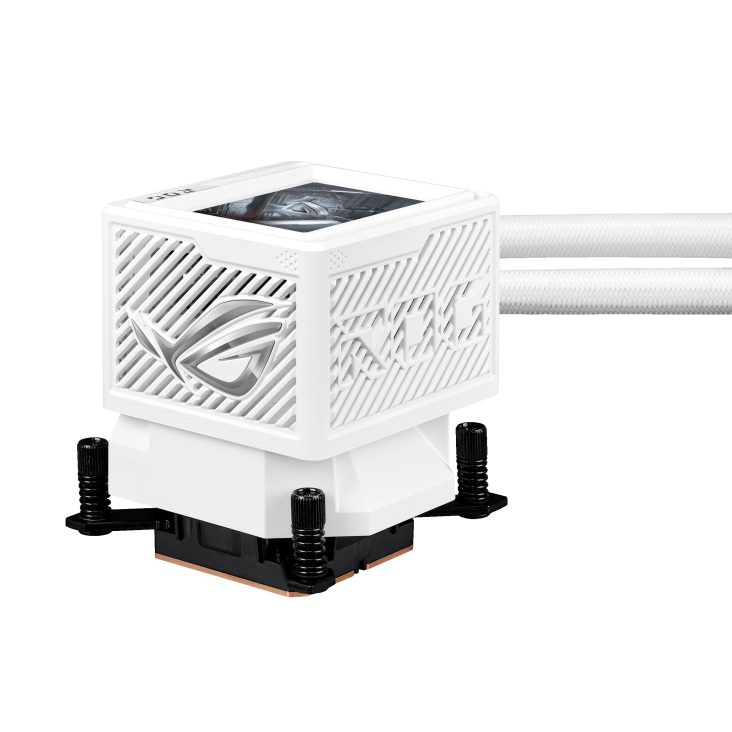 A large main feature product image of ASUS ROG Ryujin III 360 ARGB Extreme 360mm AIO Liquid CPU Cooler - White