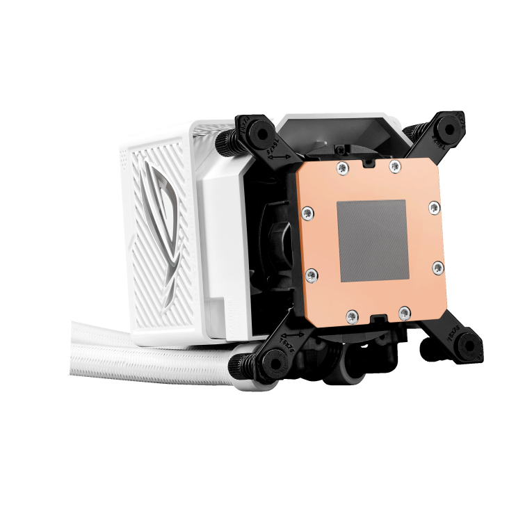 A large main feature product image of ASUS ROG Ryujin III 360 ARGB Extreme 360mm AIO Liquid CPU Cooler - White