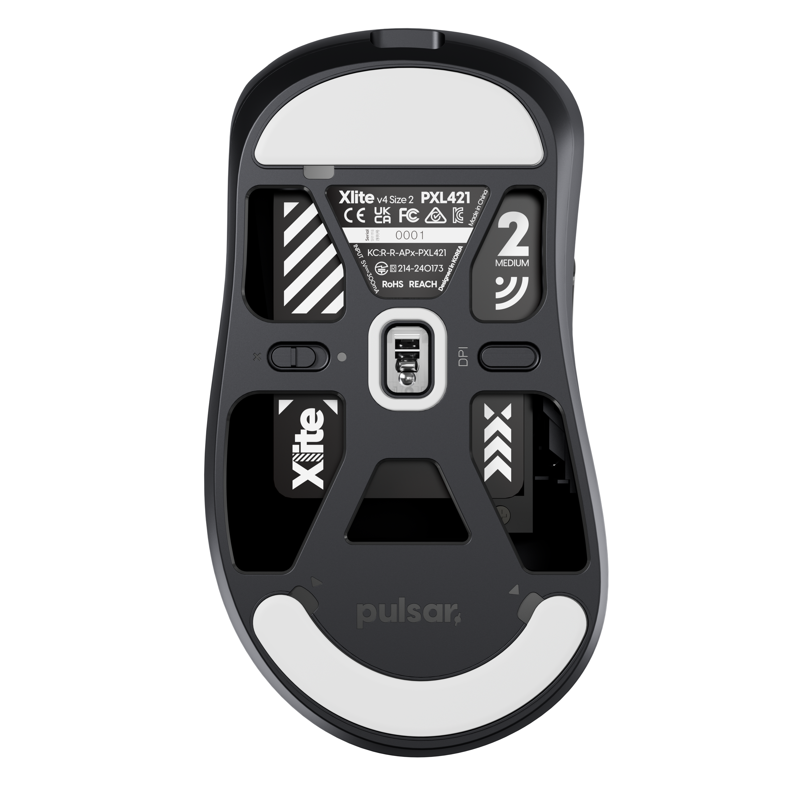 A large main feature product image of Pulsar Xlite v4 - 54g Lightweight Wireless Gaming Mouse (Black)