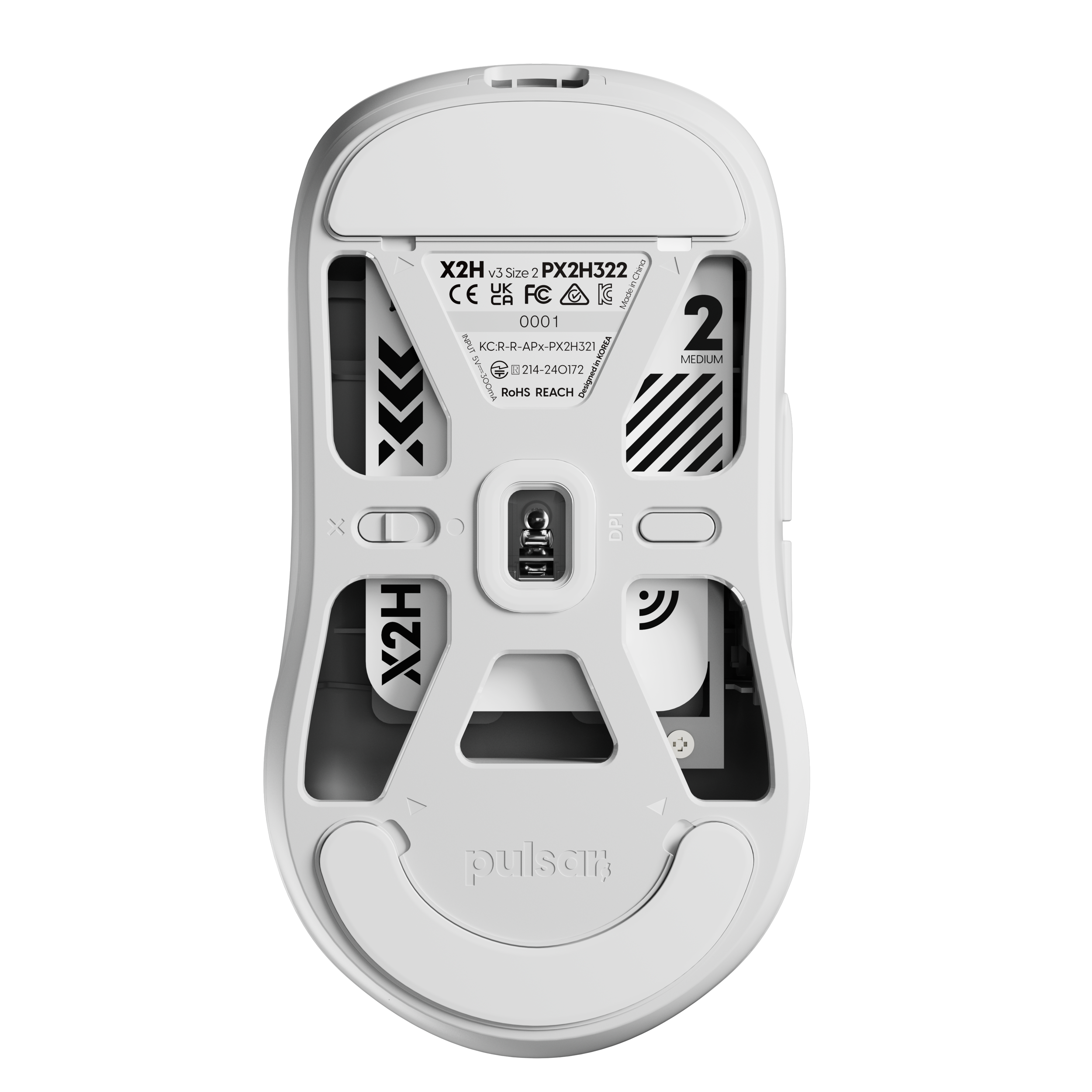 A large main feature product image of Pulsar X2H v3 - 53g Lightweight Wireless Gaming Mouse (White)