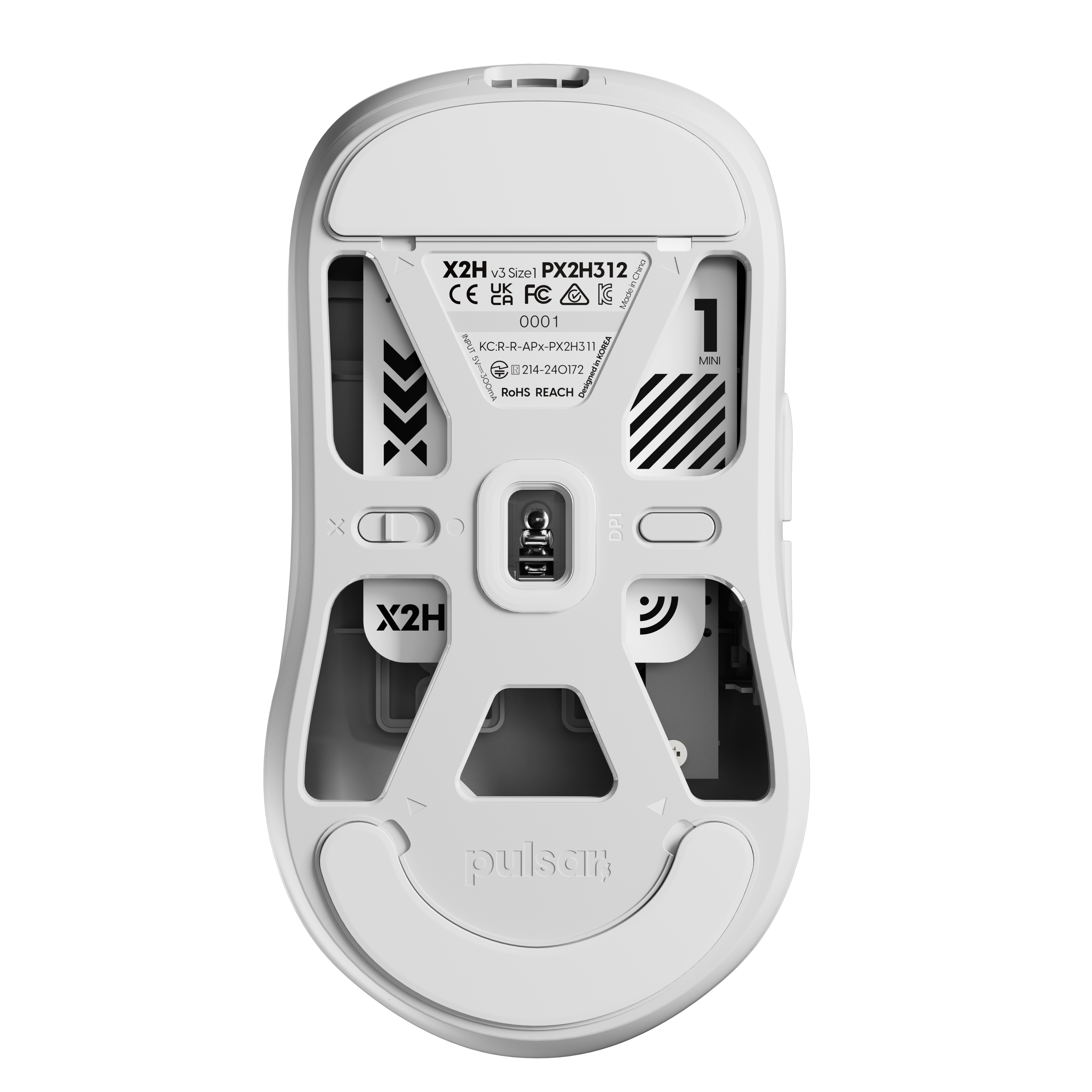 A large main feature product image of Pulsar X2H v3 Mini - 51g Lightweight Wireless Gaming Mouse (White)