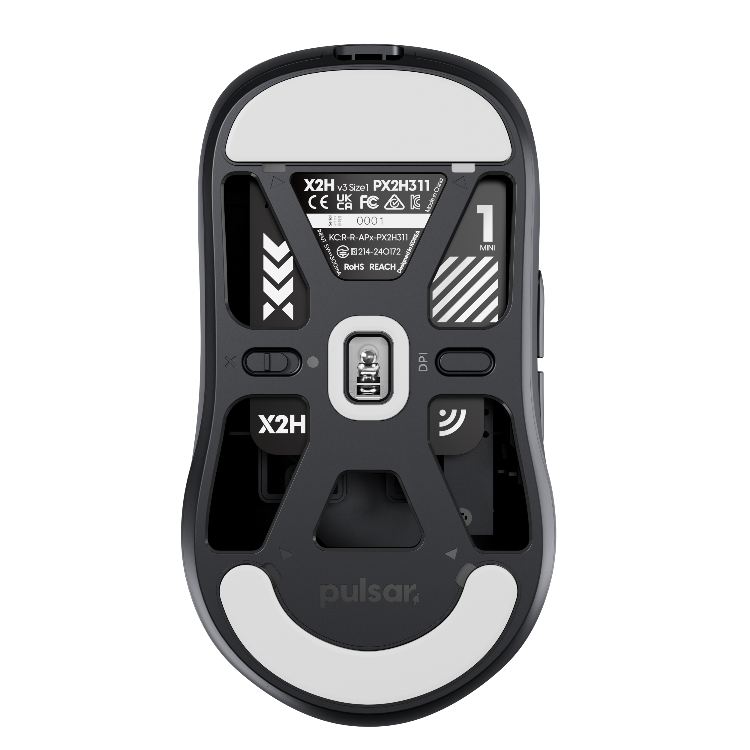 A large main feature product image of Pulsar X2H v3 Mini - 51g Lightweight Wireless Gaming Mouse (Black)